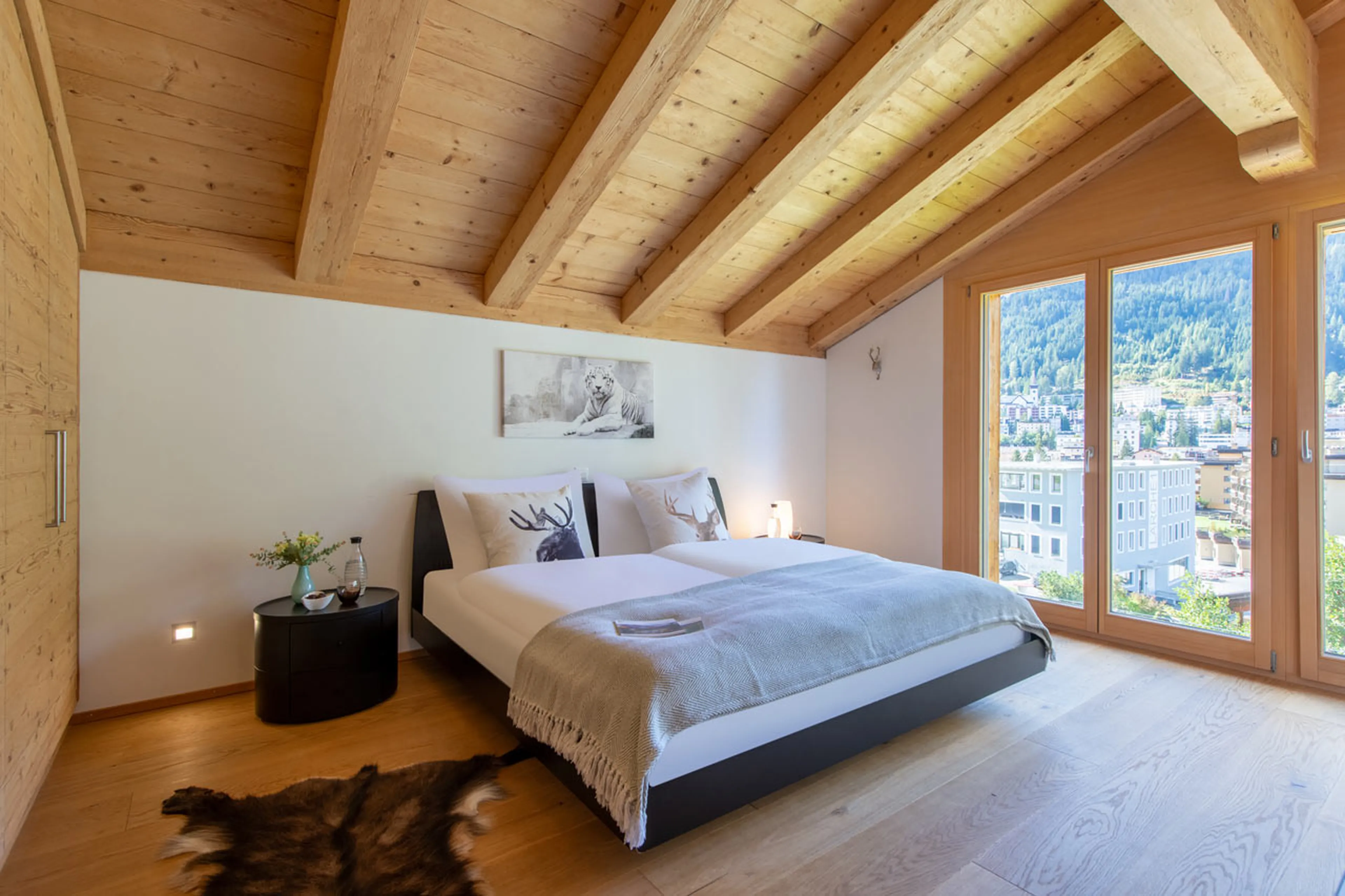 Bedroom one at Chalet Larch in Davos