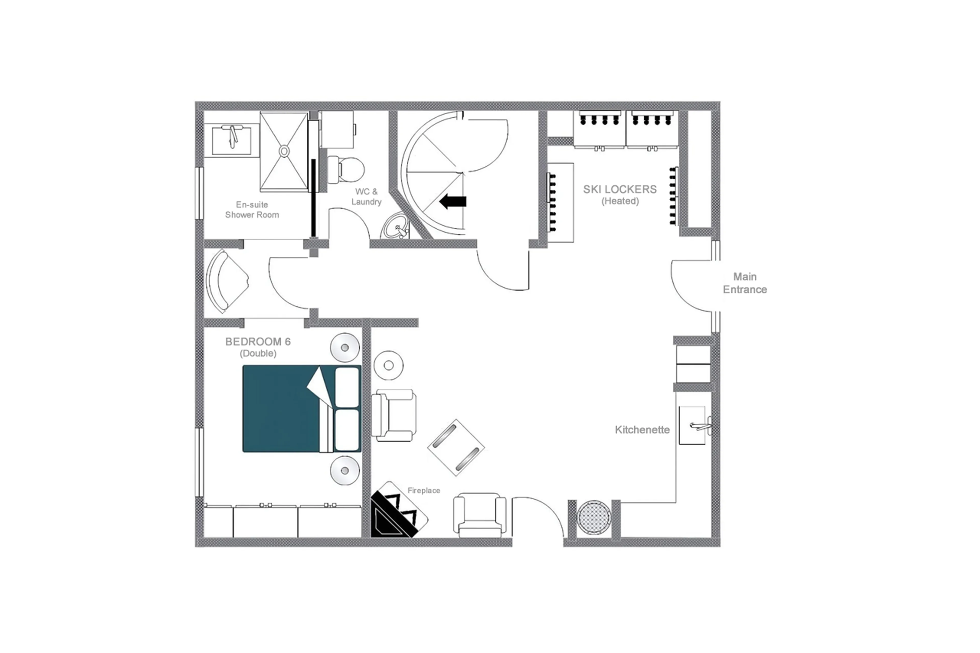 Level 0 floor plan of  Chalet L’Arctique in Courchevel 1850