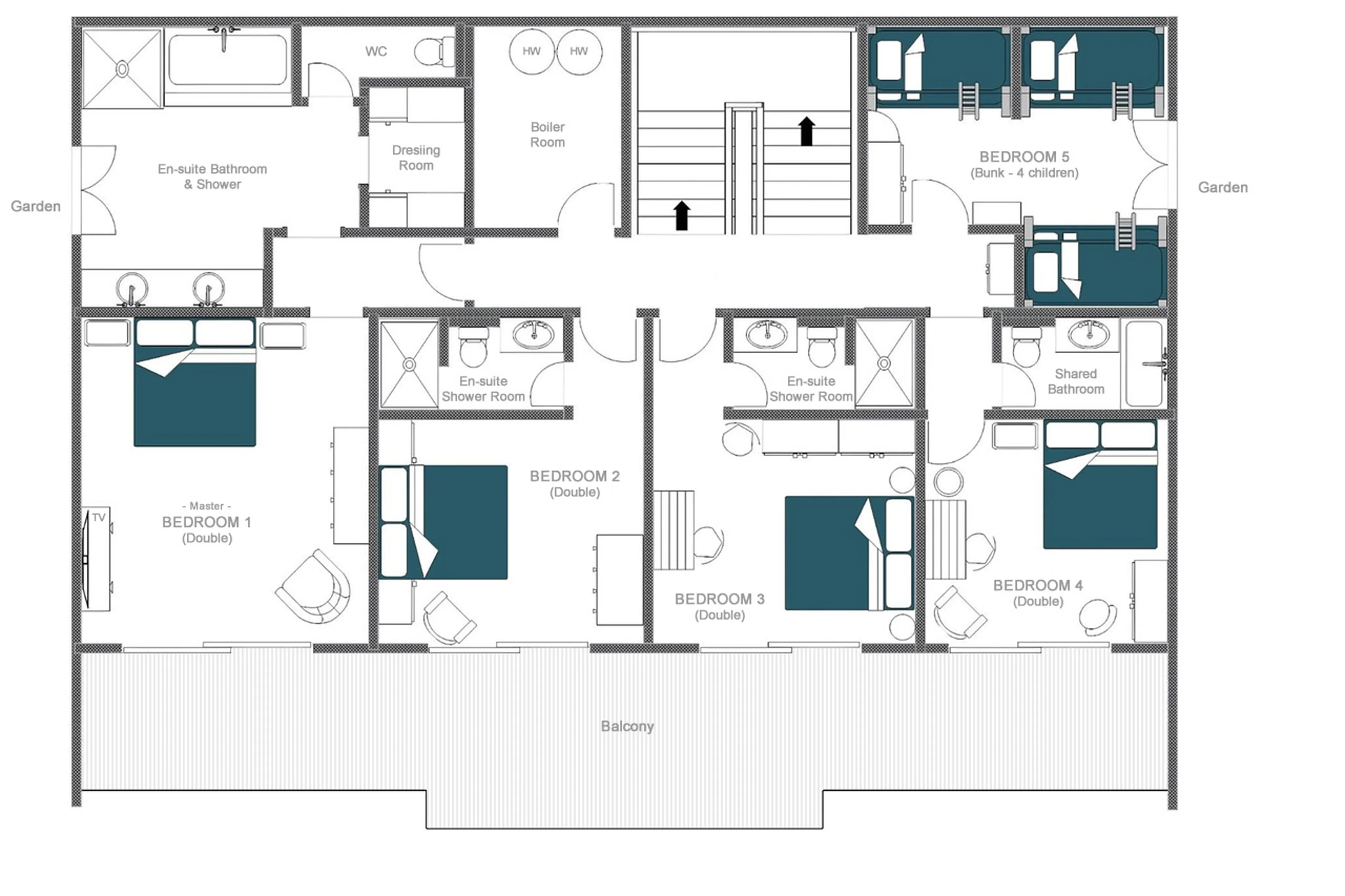 Level 1 floor plan of Chalet Lashca in Val d'Isere