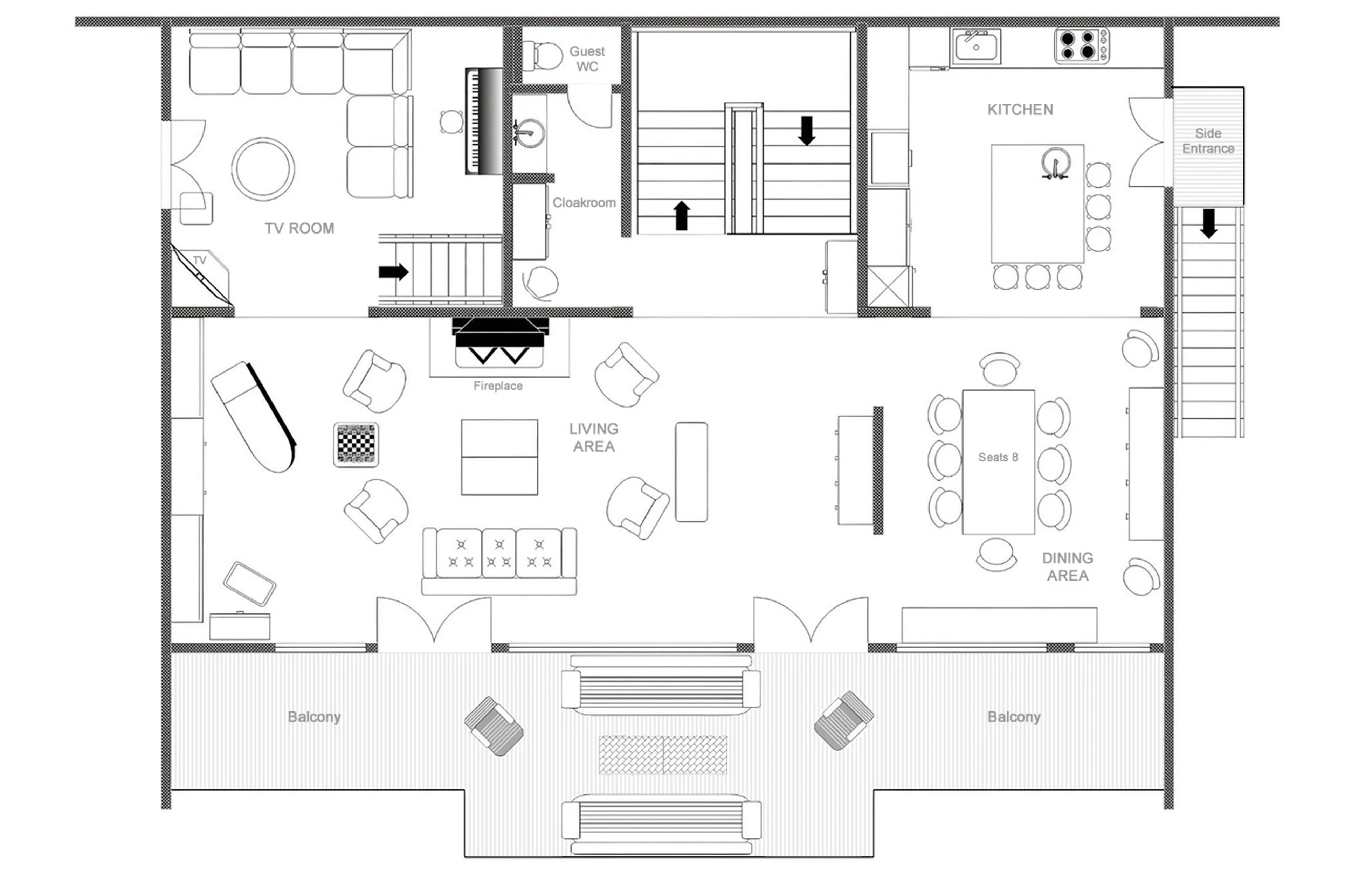 Level 2 floor plan of Chalet Lashca in Val d'Isere
