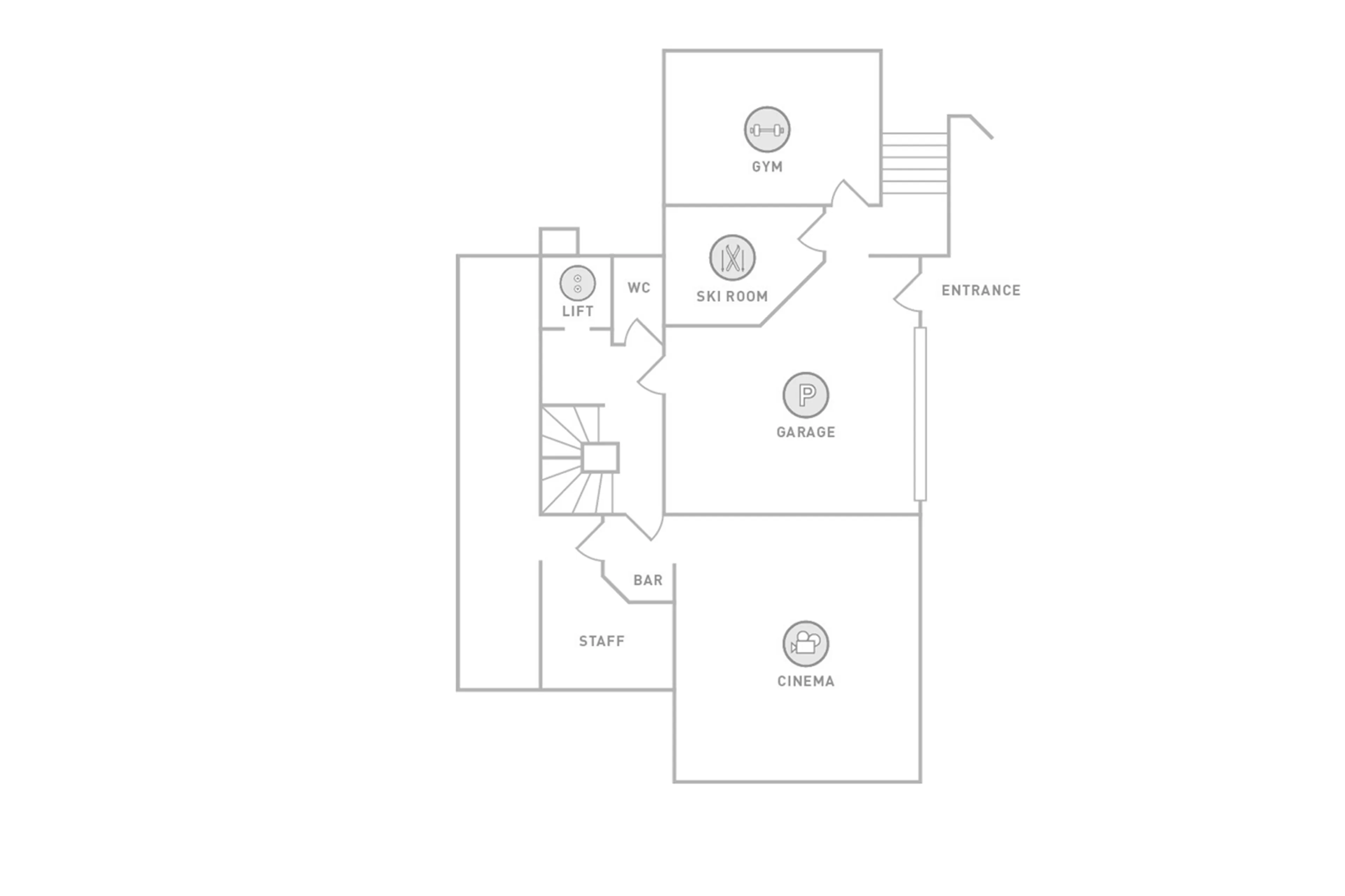 Level 0 floor plan of Chalet Le Blanchot in Courchevel 1850
