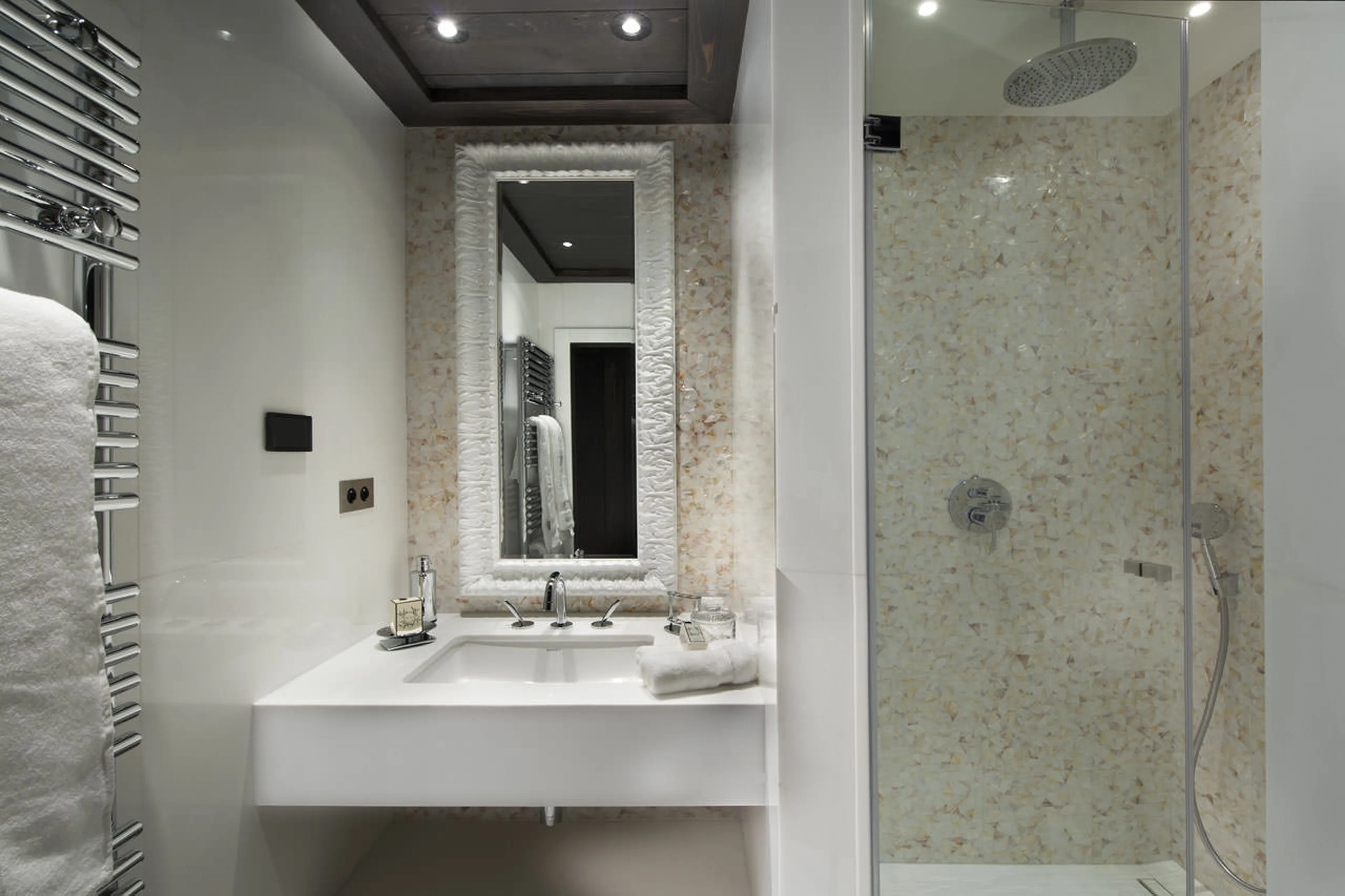 En-suite shower room in Chalet Le Coquelicot in Courchevel 1850