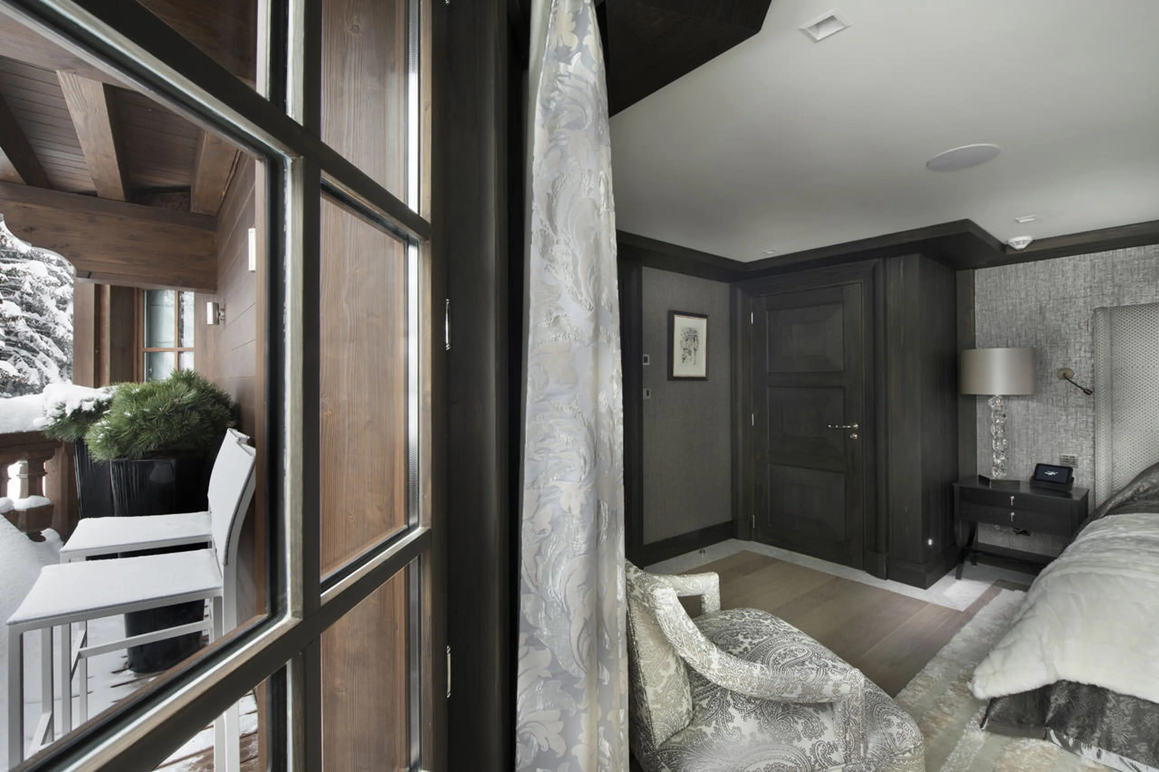 Master bedroom balcony in Chalet Le Coquelicot in Courchevel 1850