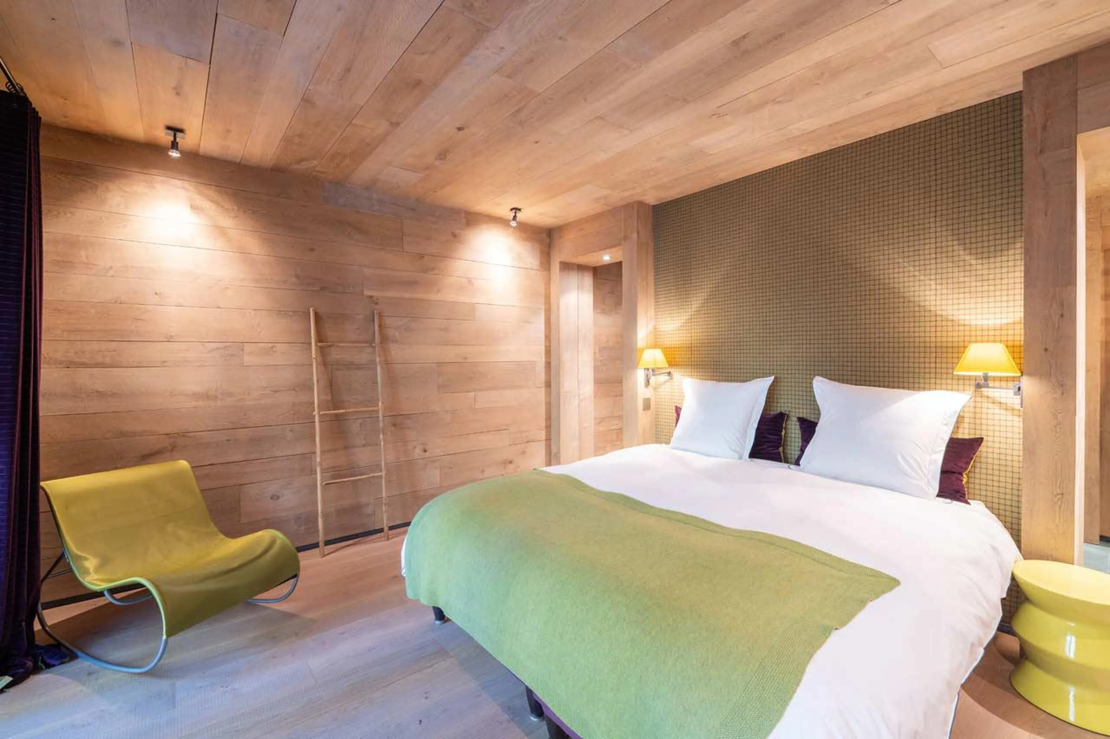 Modern double bedroom at Le Grand Cerf in Meribel