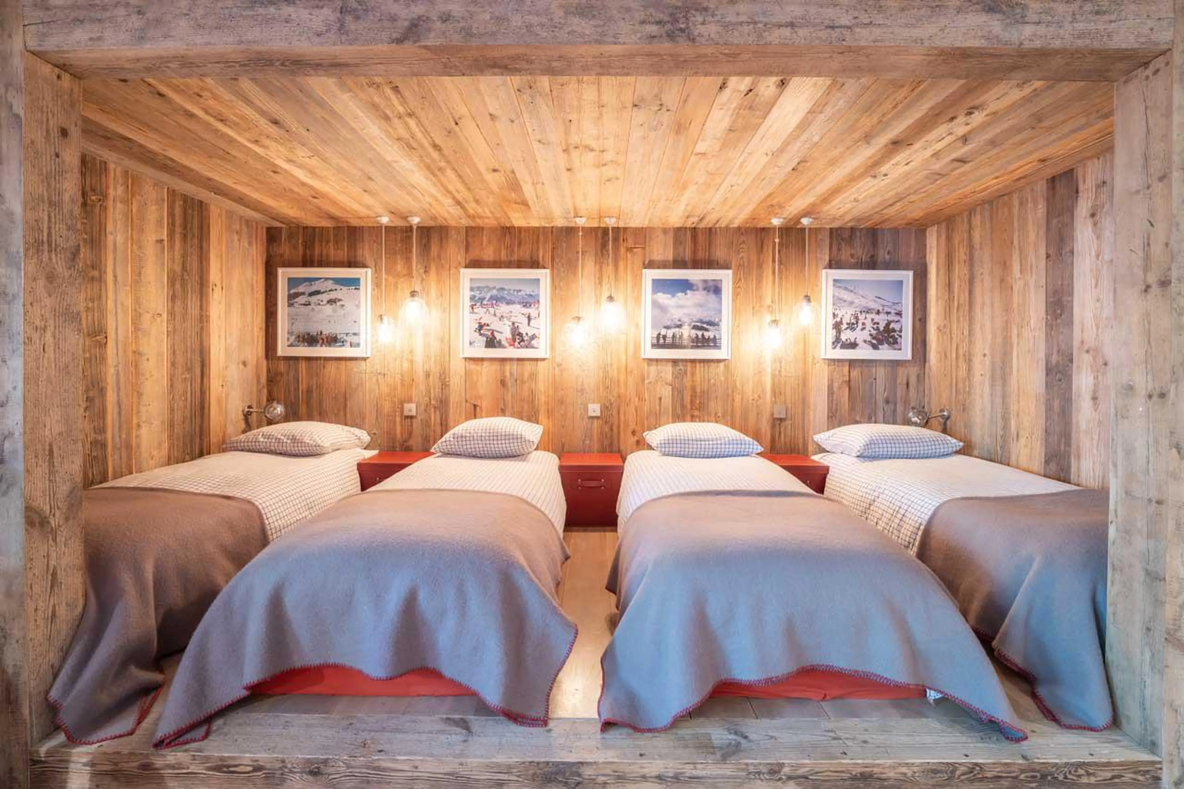 Four single beds at Le Grand Cerf in Meribel