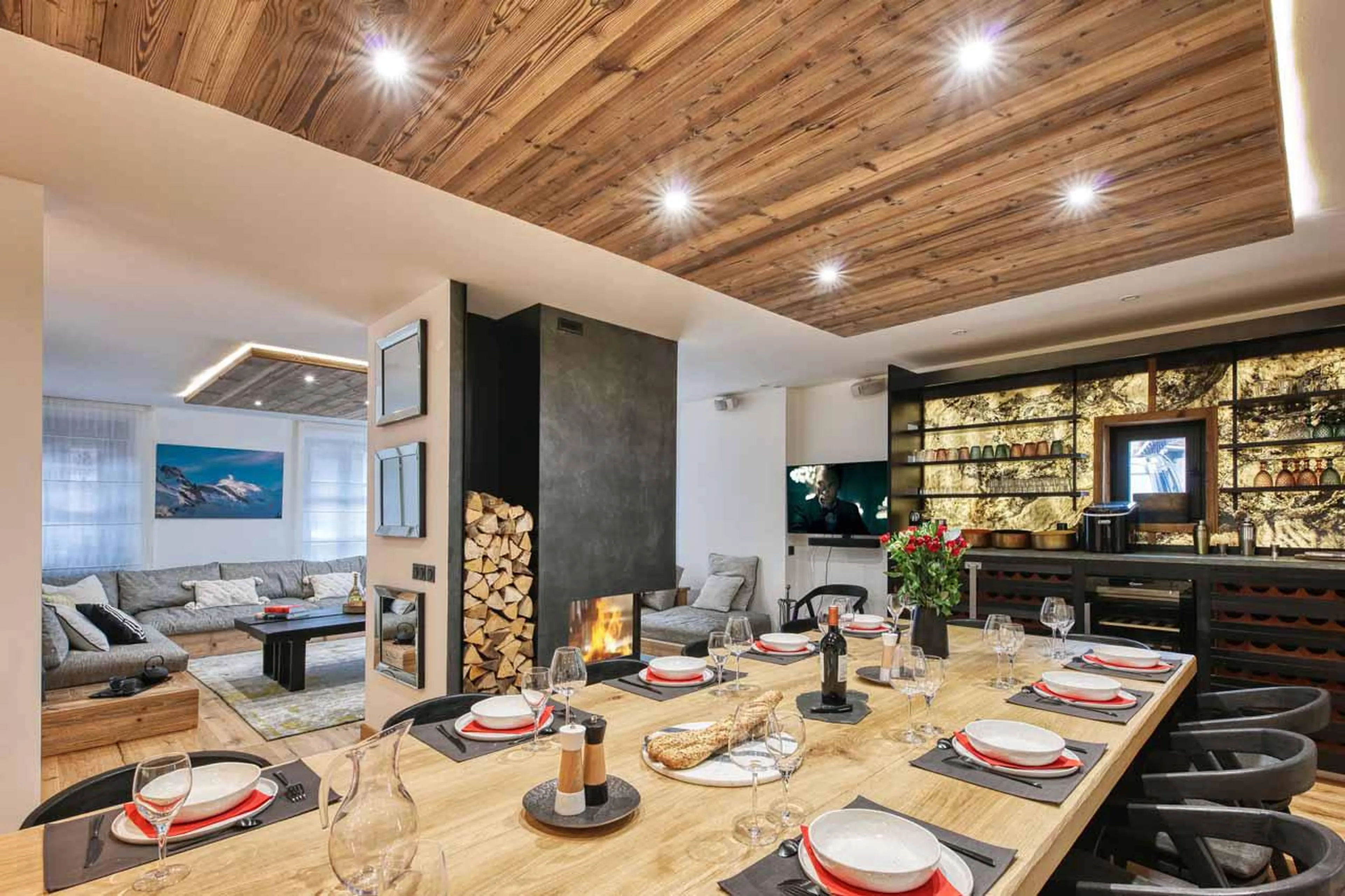 Dining area at Chalet Le Marti in Chamonix