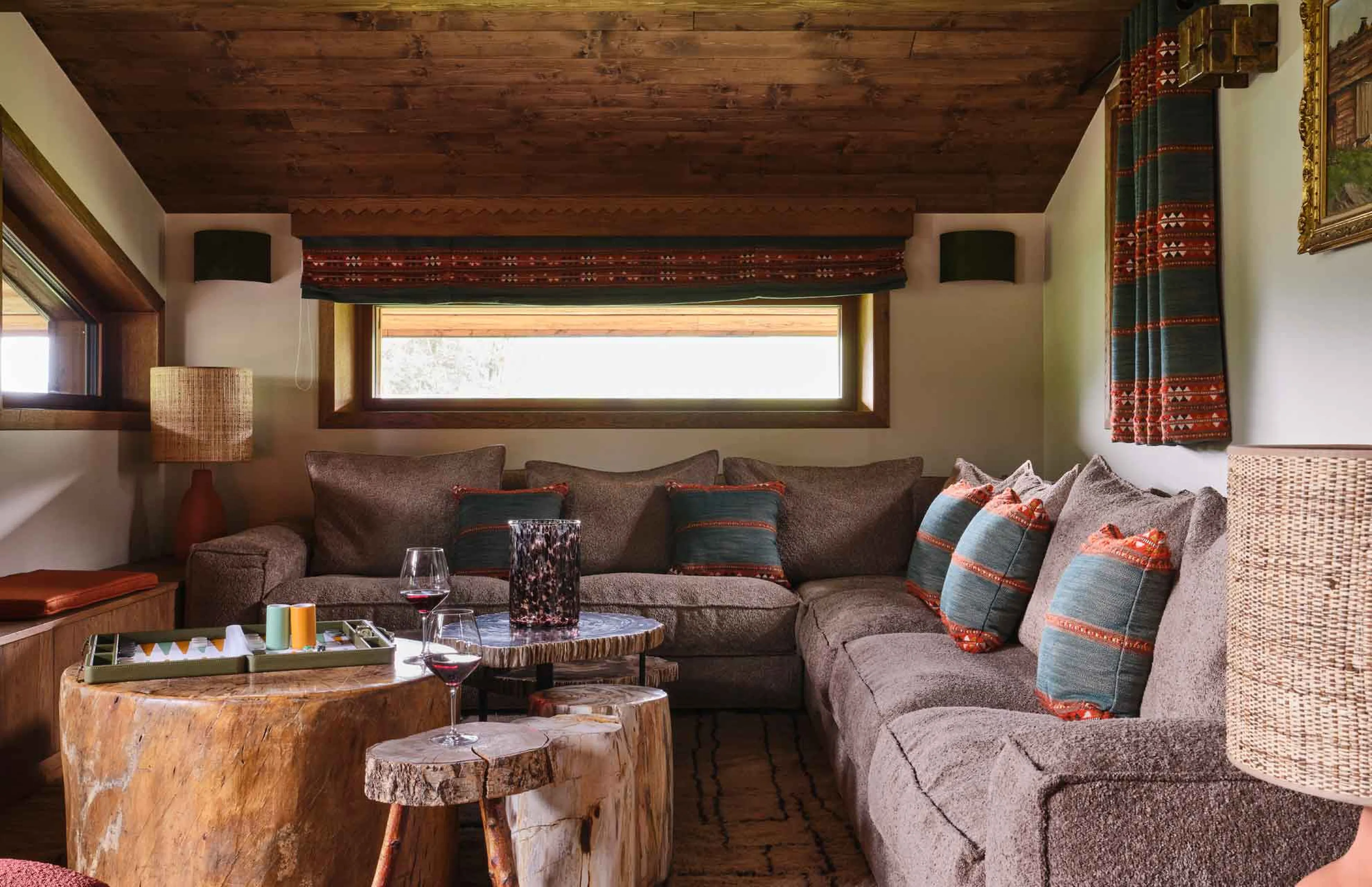 Living area sofas at Chalet Le Molitor in Megeve