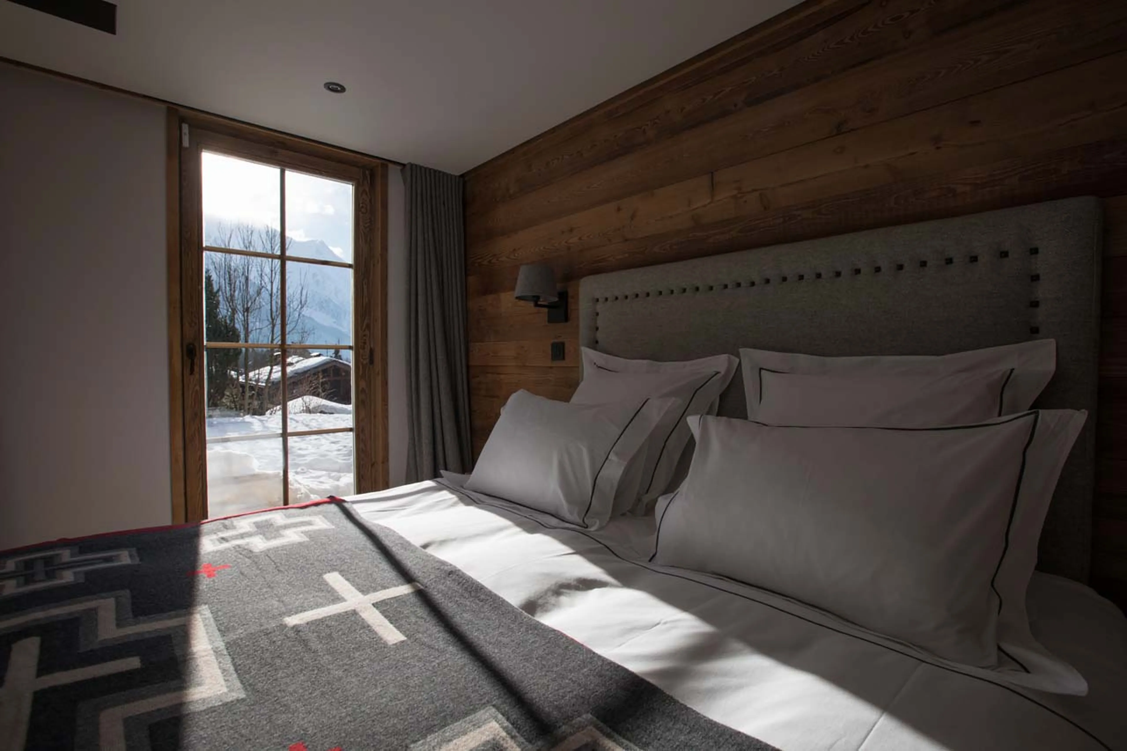 Bedroom three mountain views at Chalet Le Moulin on Chamonix