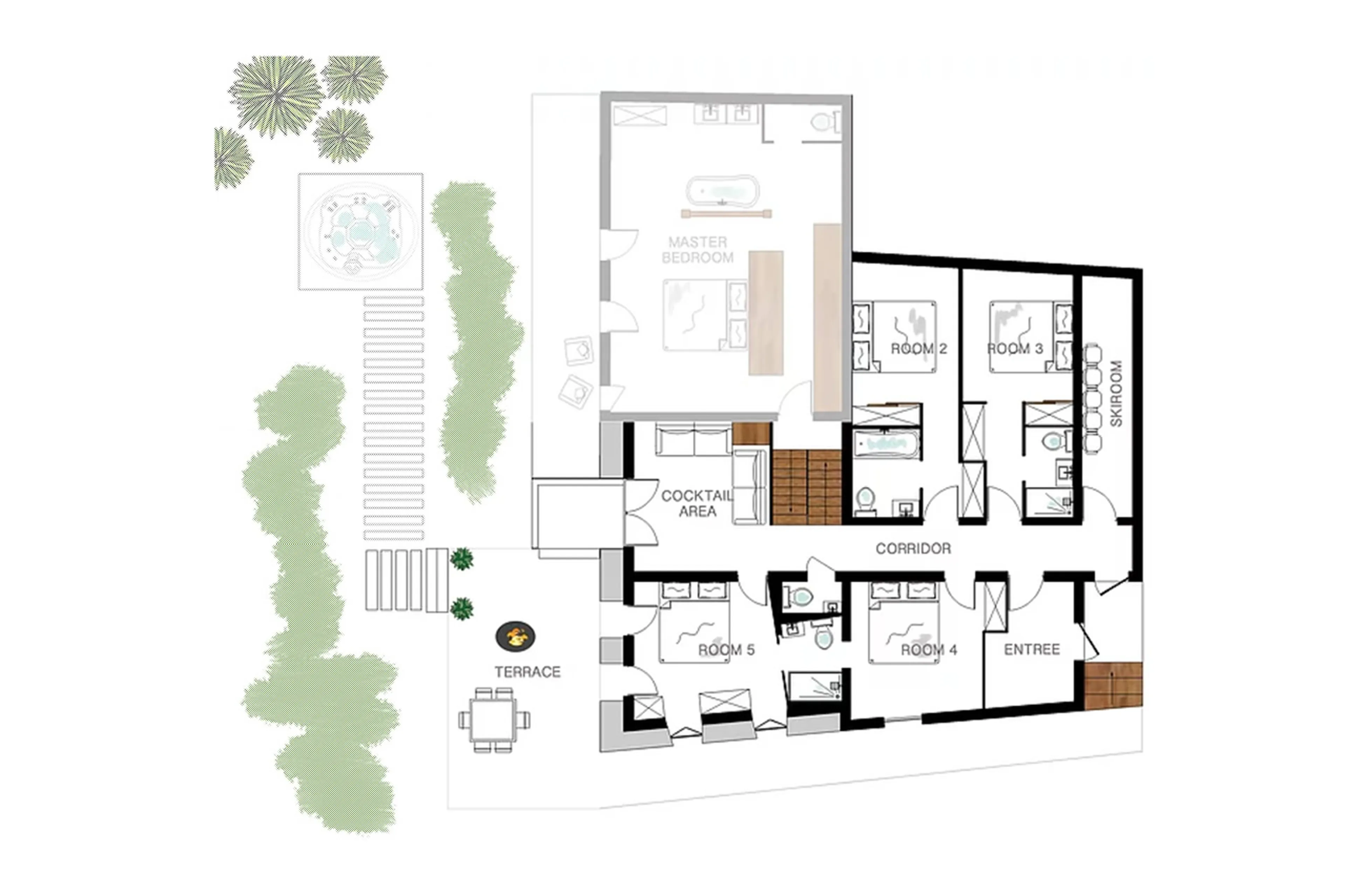 Level 1 floor plan of Chalet Le Moulin on Chamonix