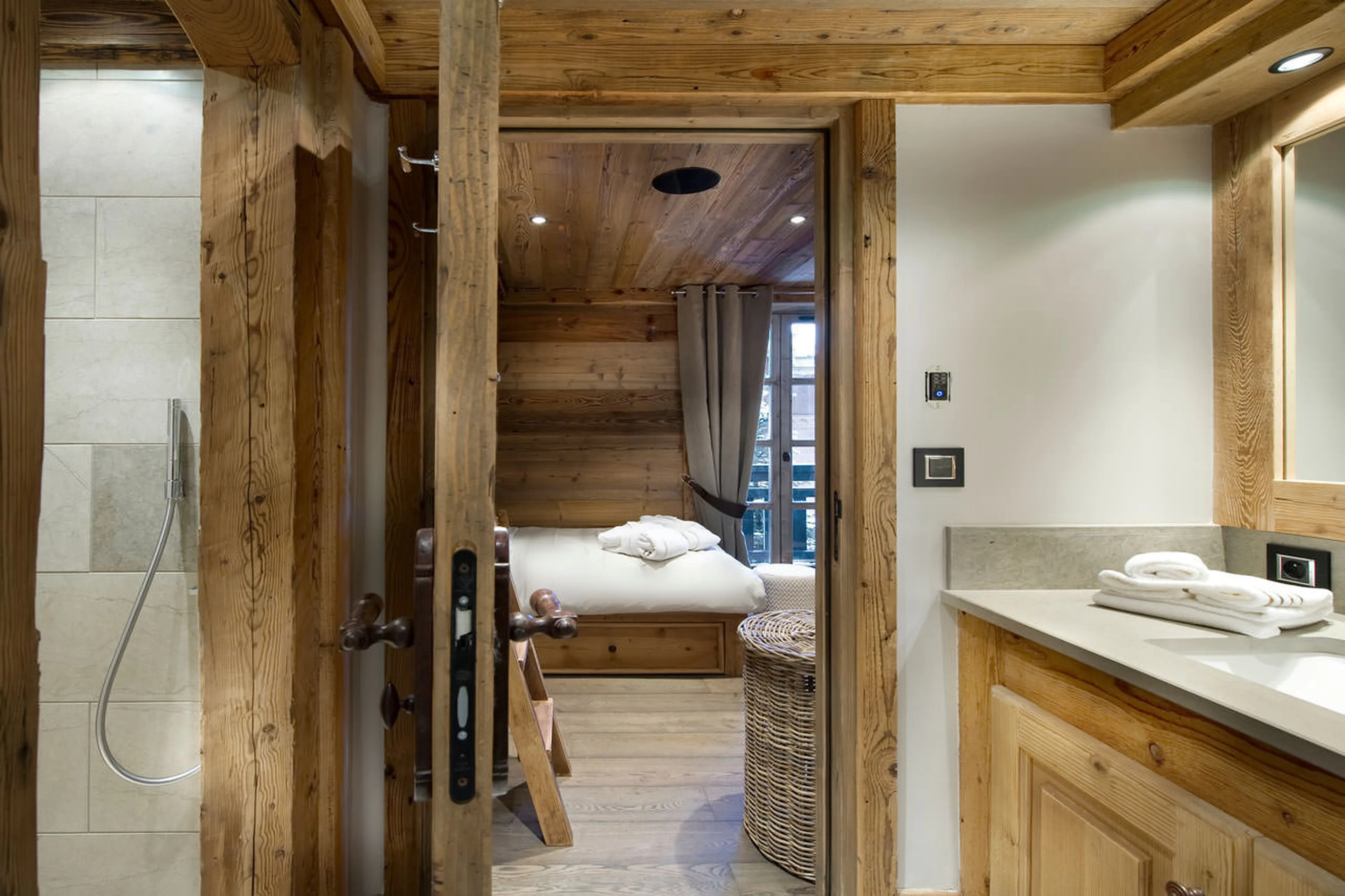 En suite shower room of bunk bedroom in Chalet Le Petit Chateau in Courchevel 1850