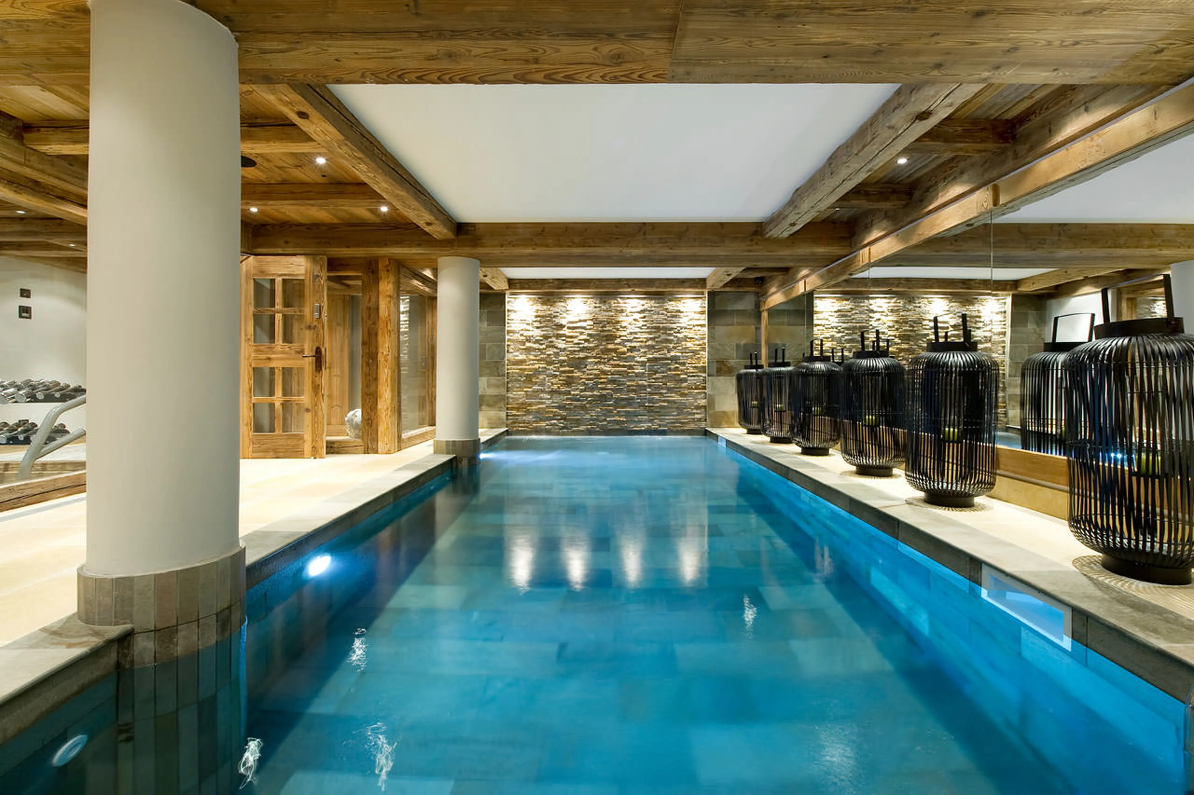 Stunning indoor swimming pool of Chalet Le Petit Chateau in Courchevel 1850