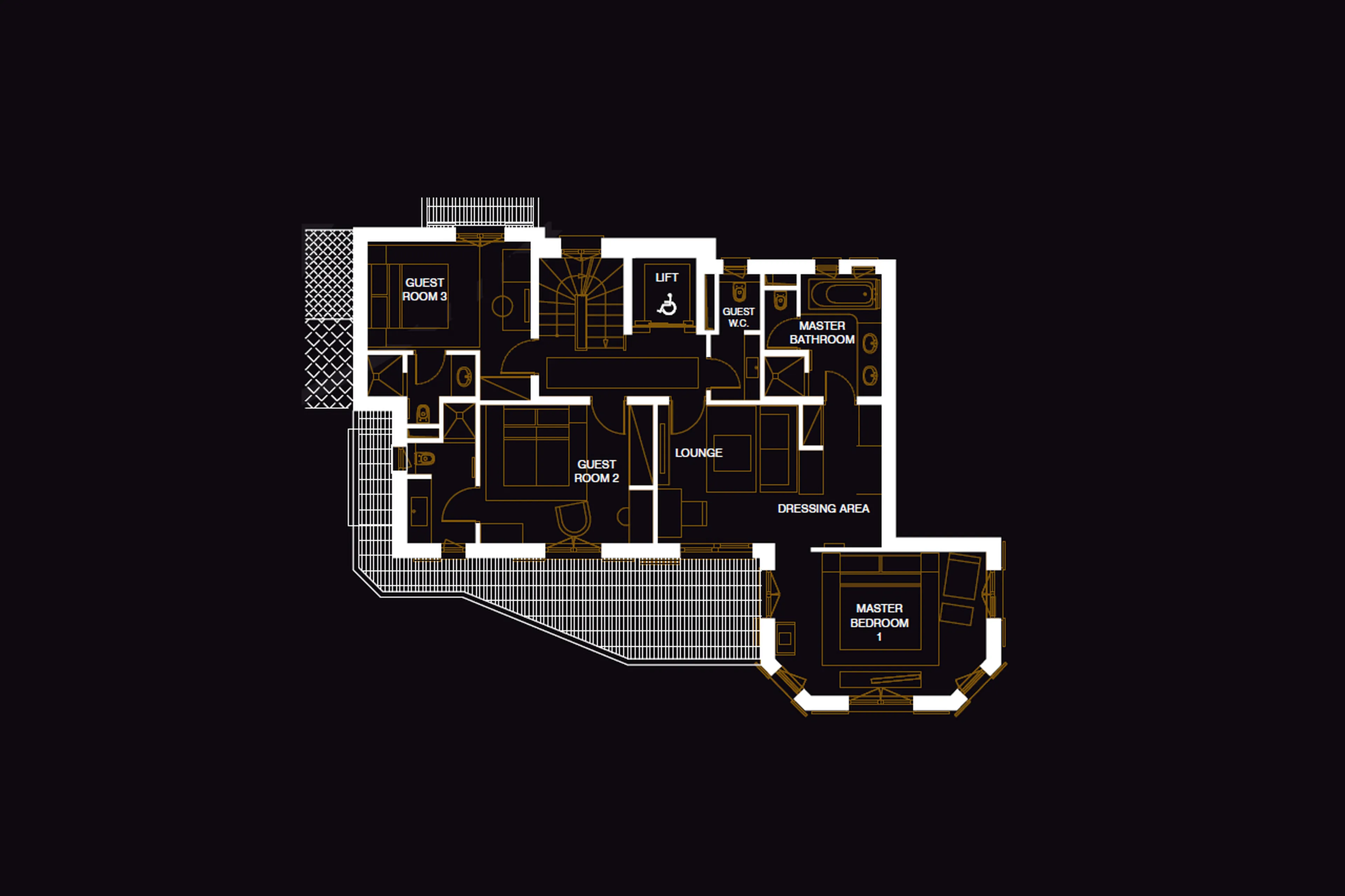 Level 1 floor plan of Chalet Le Petit Chateau in Courchevel 1850