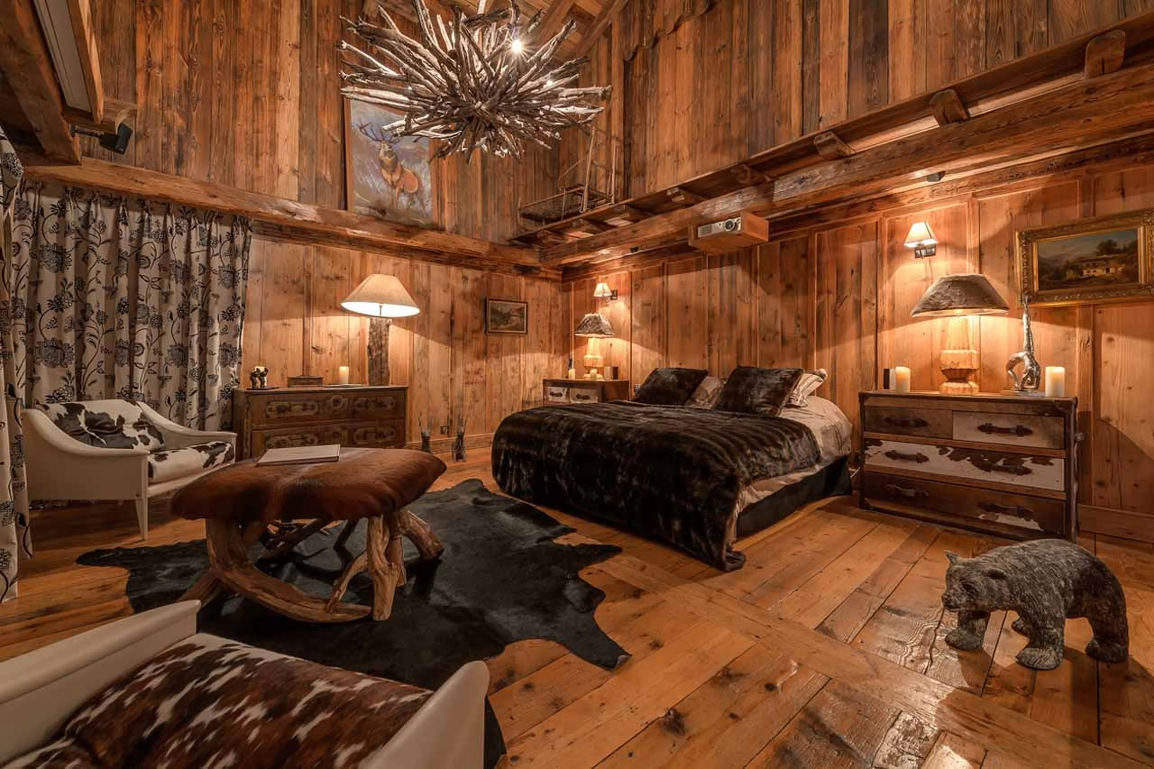 Master bedroom at Le Rocher, Hameau Alpin in Val d'Isere