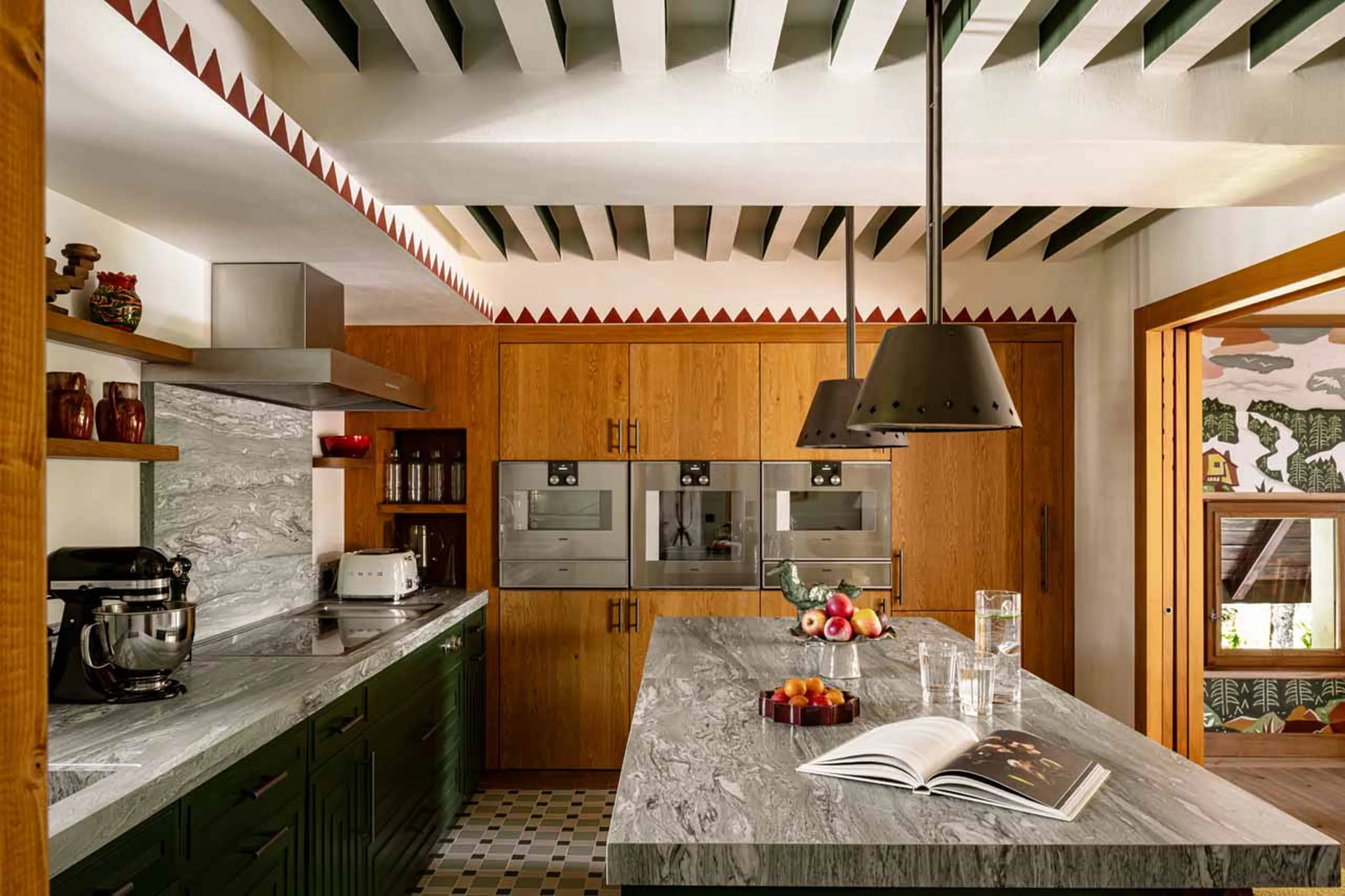 Kitchen island at Chalet Le Sarto in Megeve