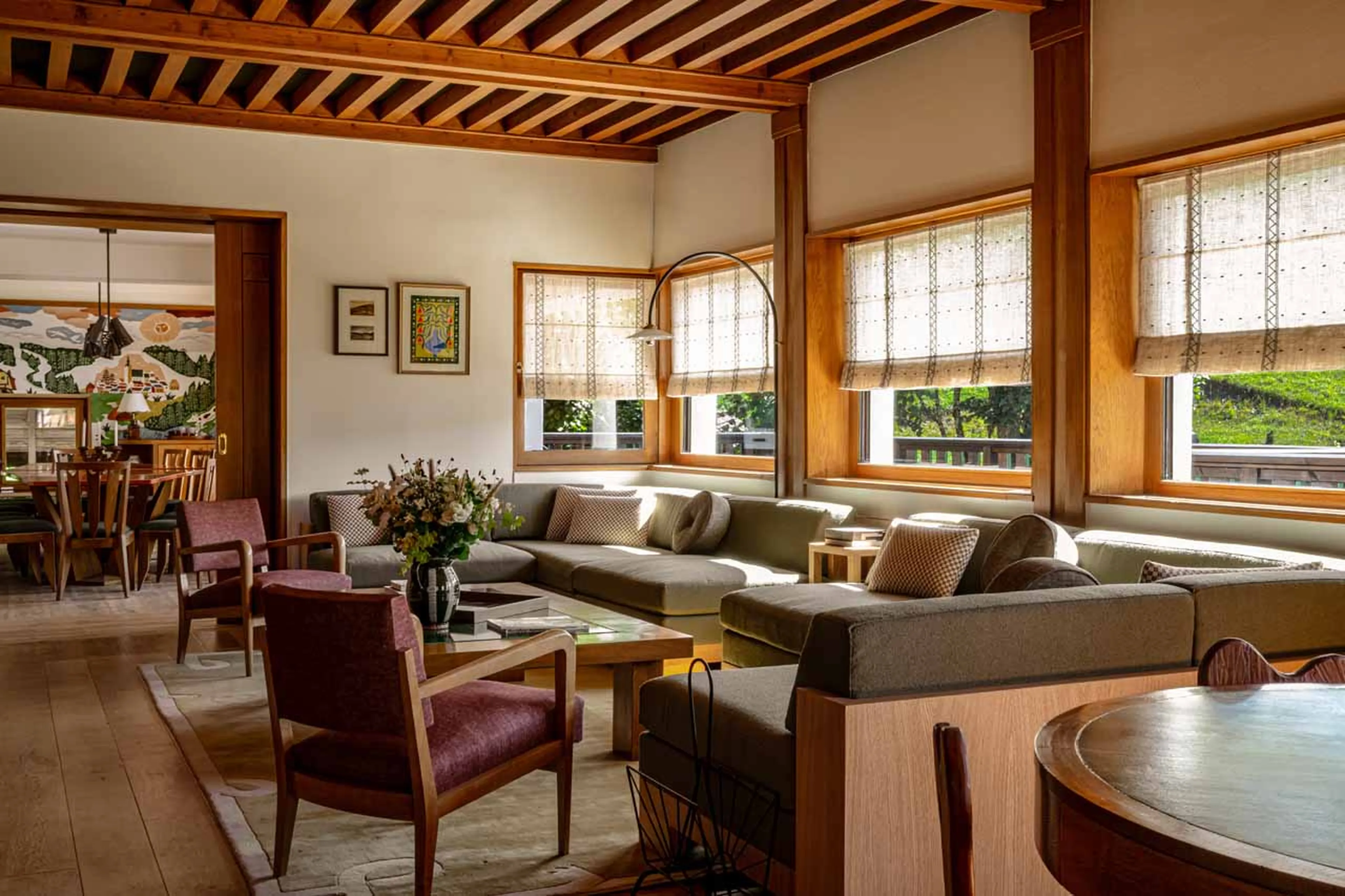 Living area sofas at Chalet Le Sarto in Megeve
