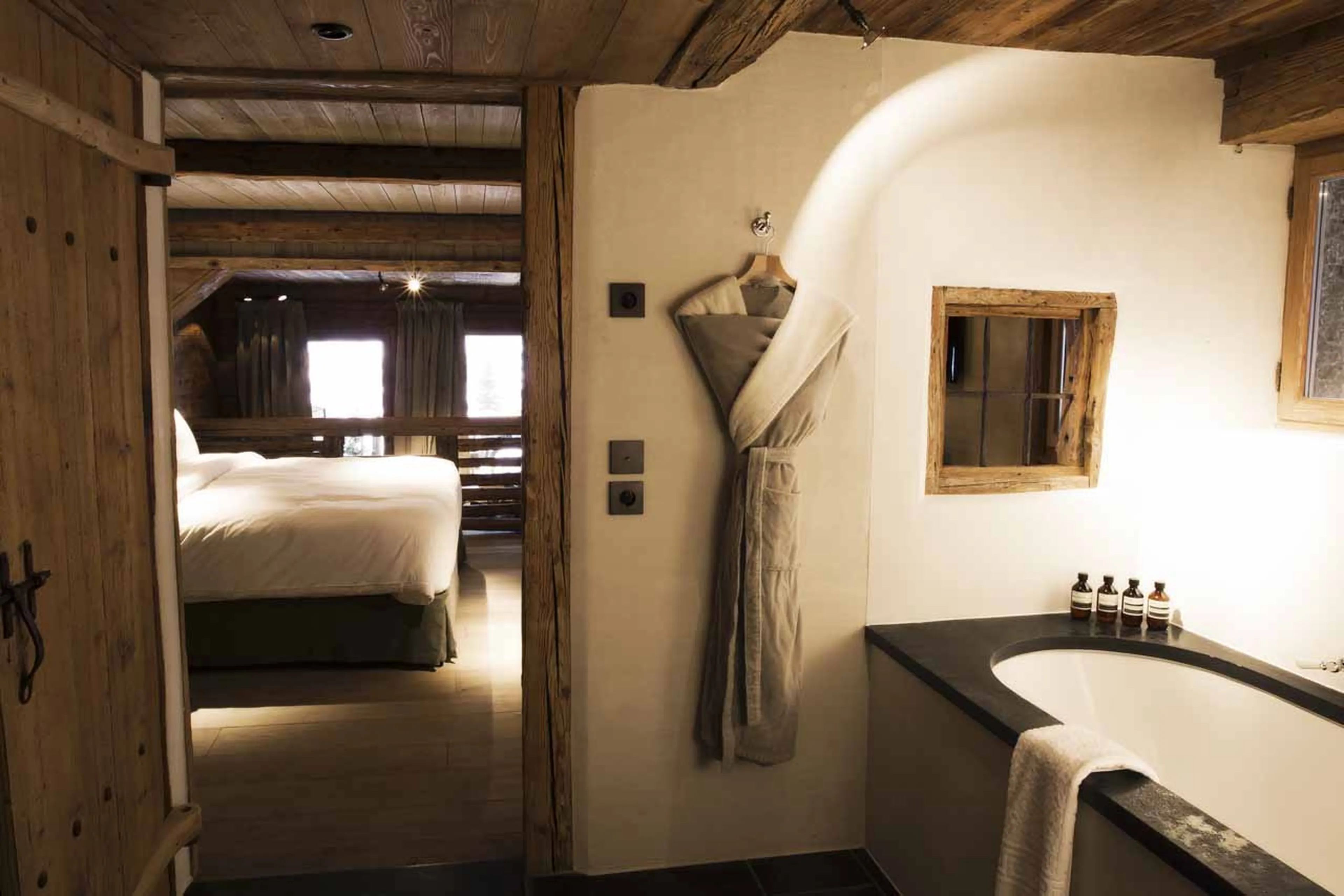 Junior suite bathroom access at Le Chalet Zannier in Megeve