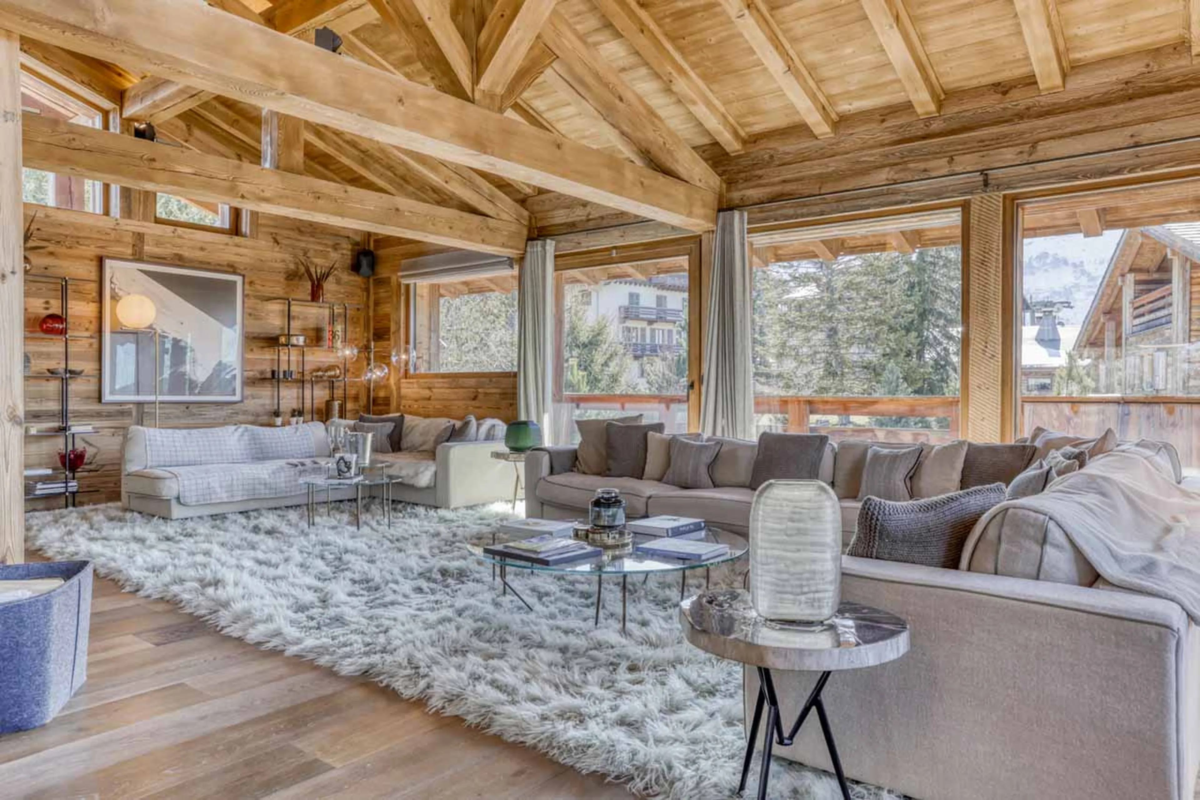 Living area at Chalet l'Echappee d'Arbois in Megeve