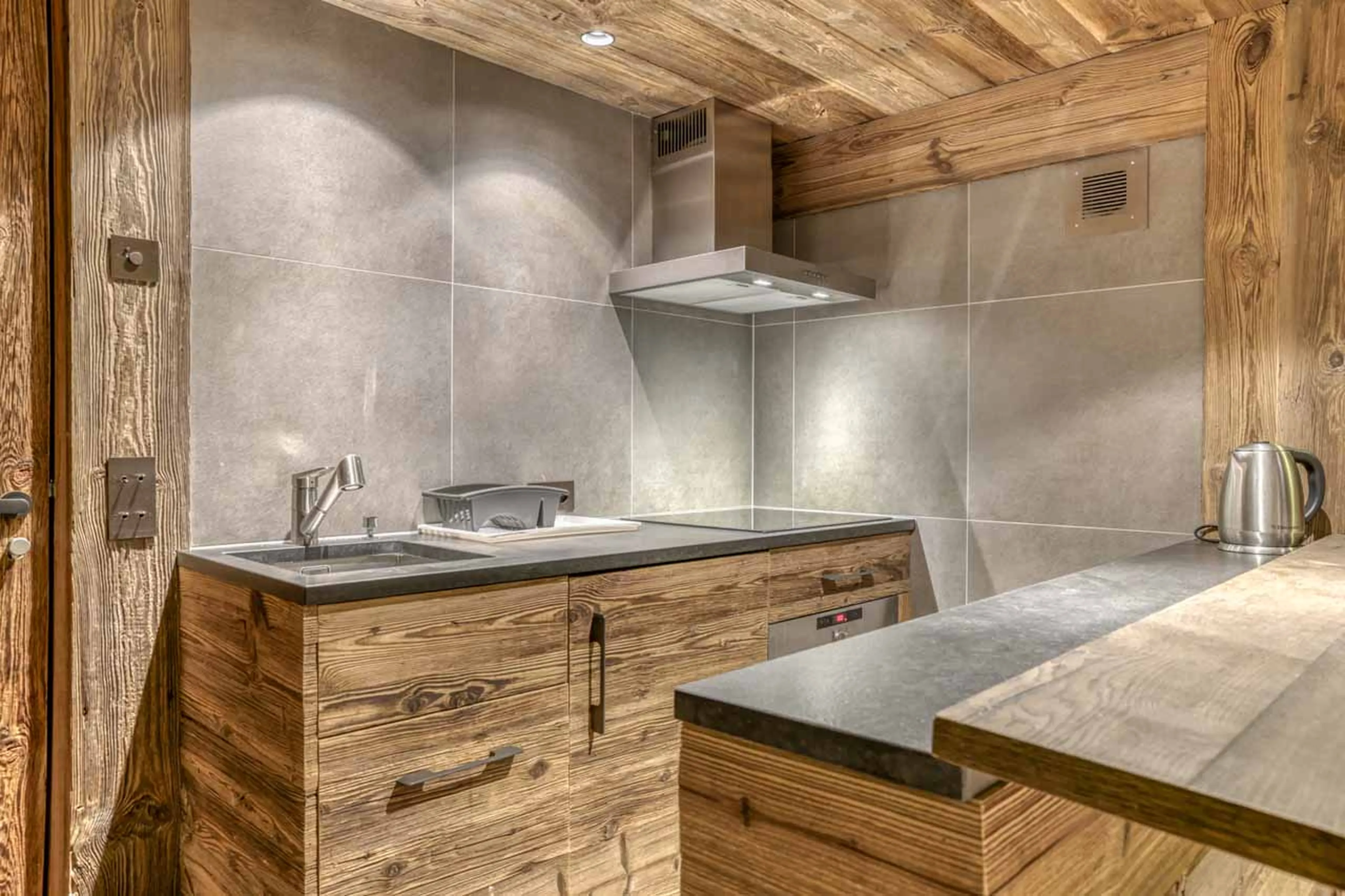 Staff apartment kitchen at Chalet l'Echappee d'Arbois in Megeve
