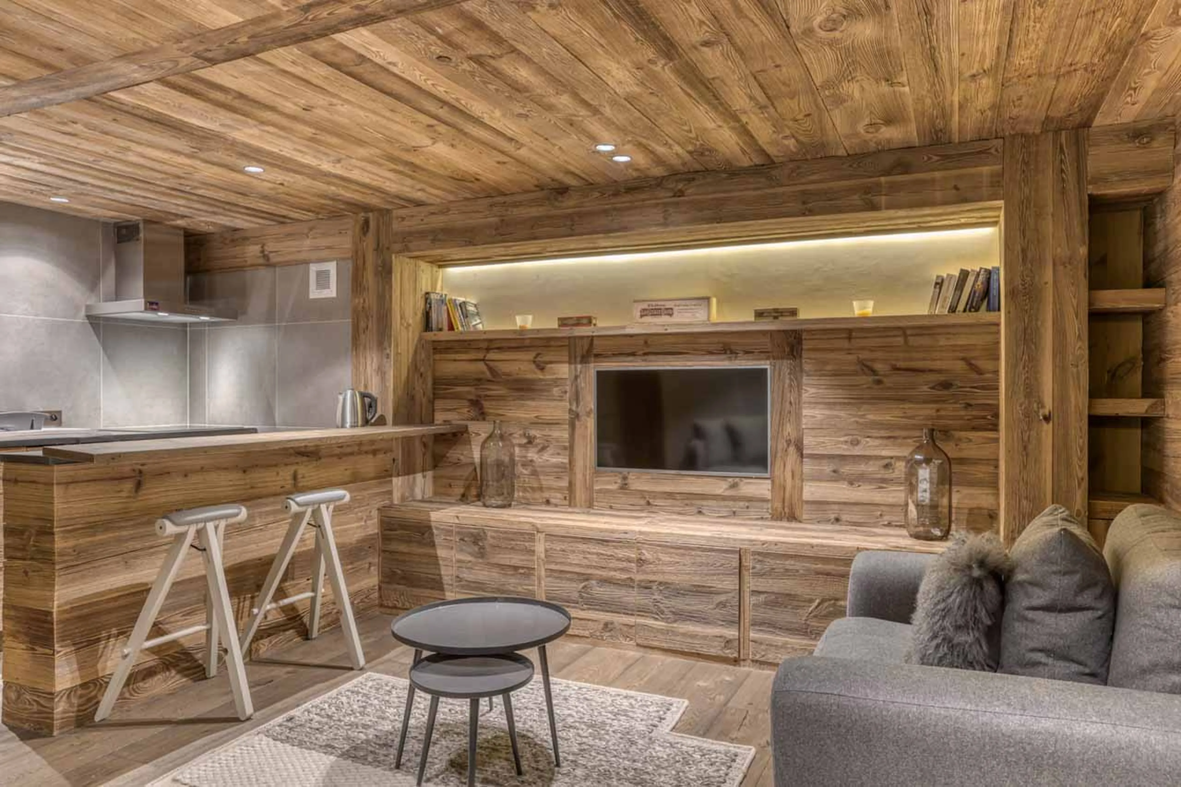 Staff apartment living area at Chalet l'Echappee d'Arbois in Megeve
