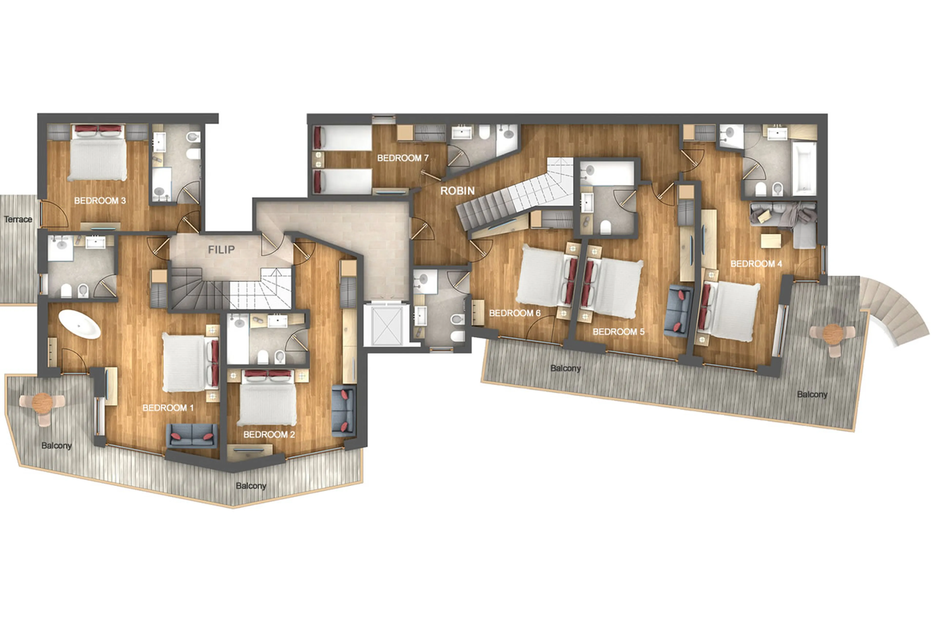 Level -1 floor plan of Chalet Lefiro in Val Gardena