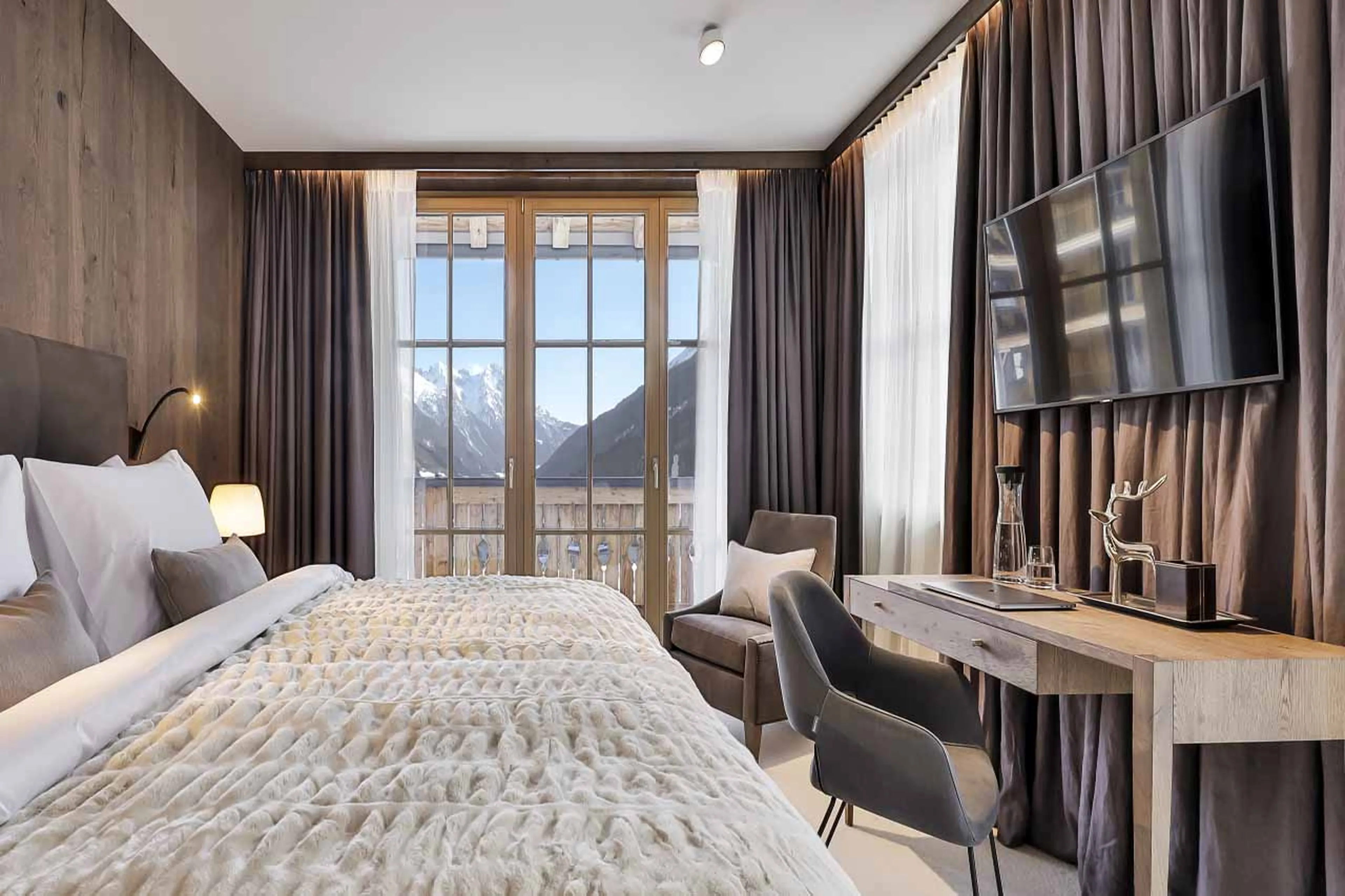 TV in double bedroom at Chalet Lena in St Anton