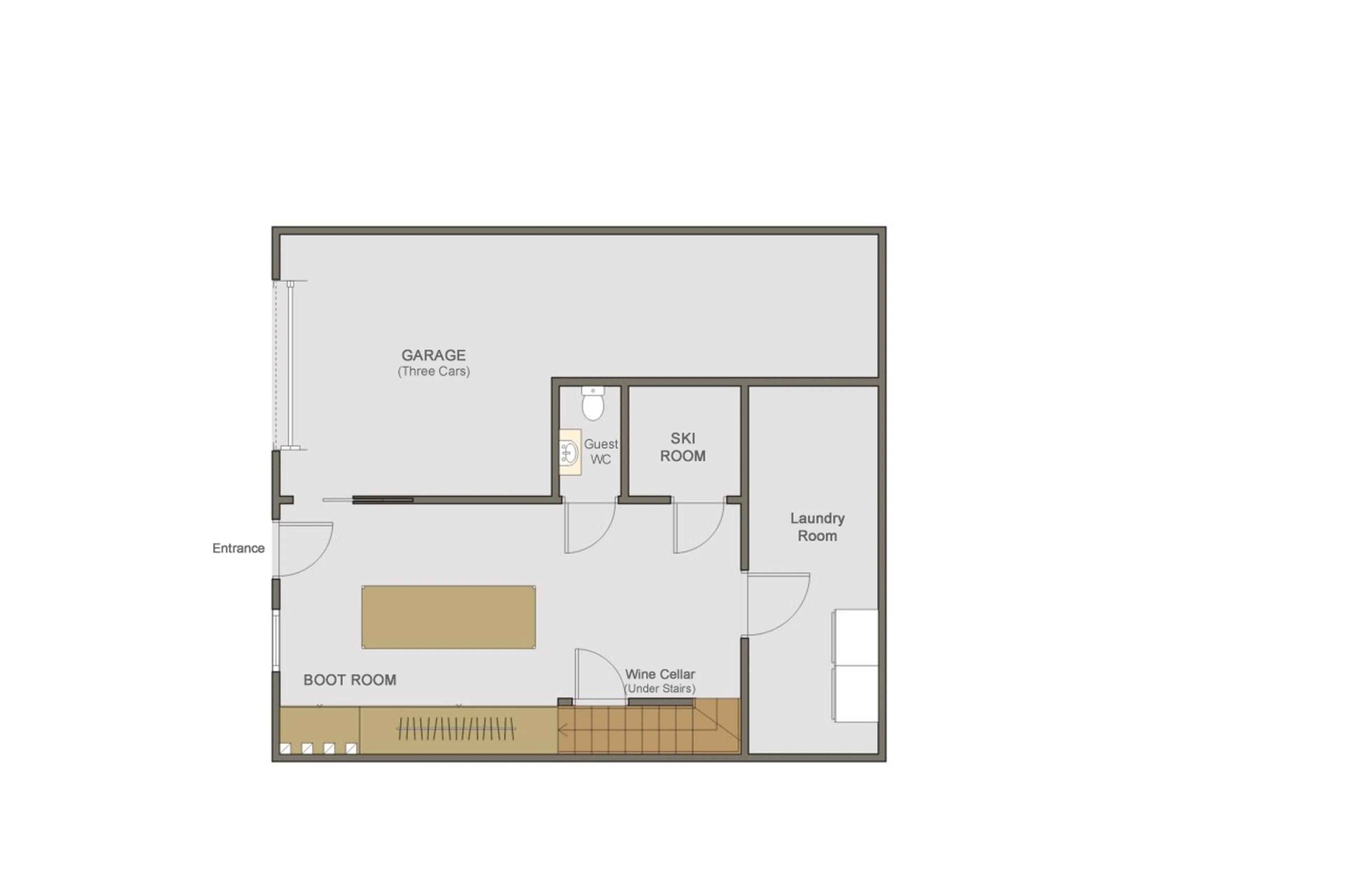 Level 0 floor plan of Chalet Lenafaju in St Martin de Belleville