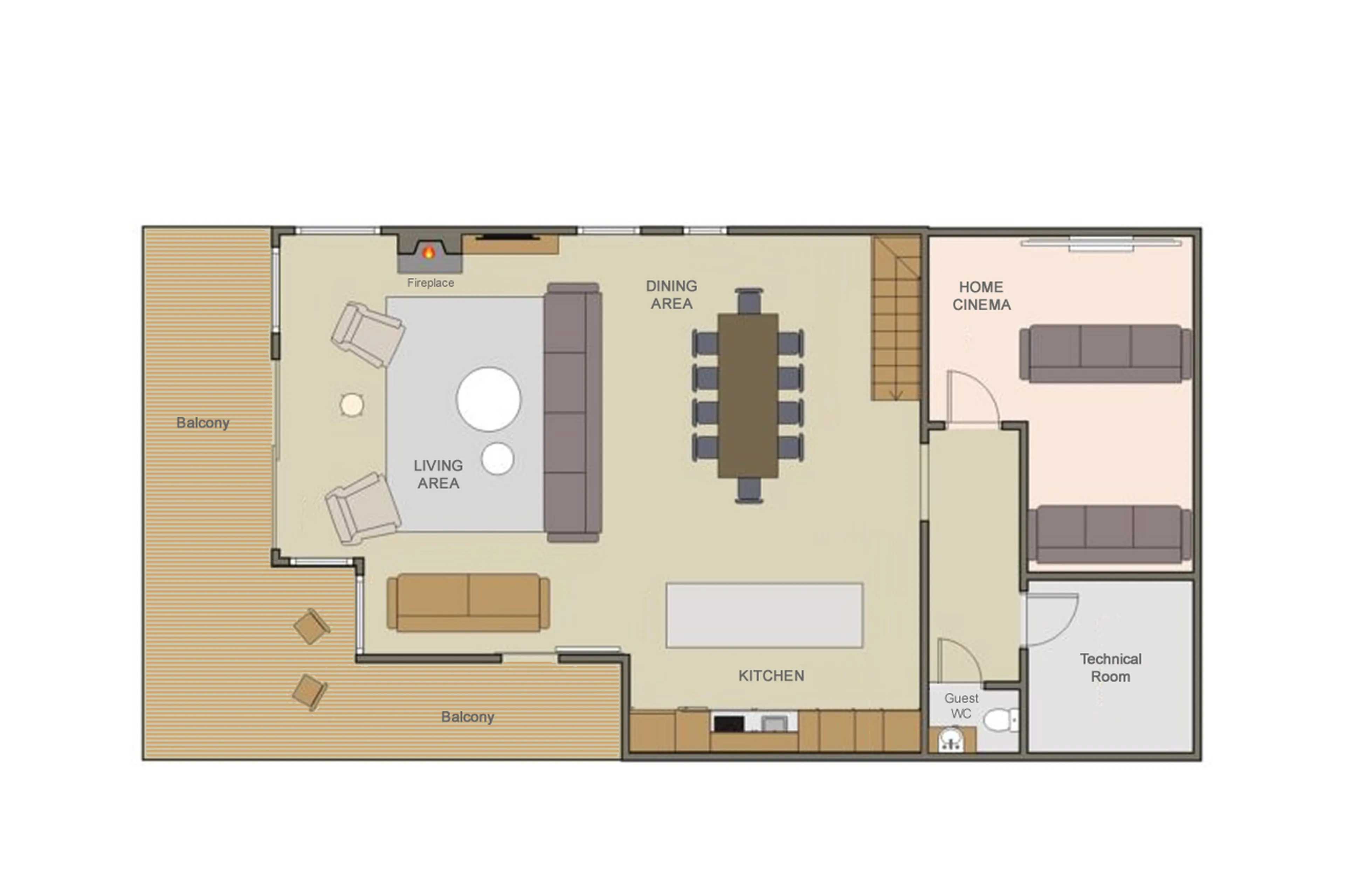 Level 2 floor plan of Chalet Lenafaju in St Martin de Belleville