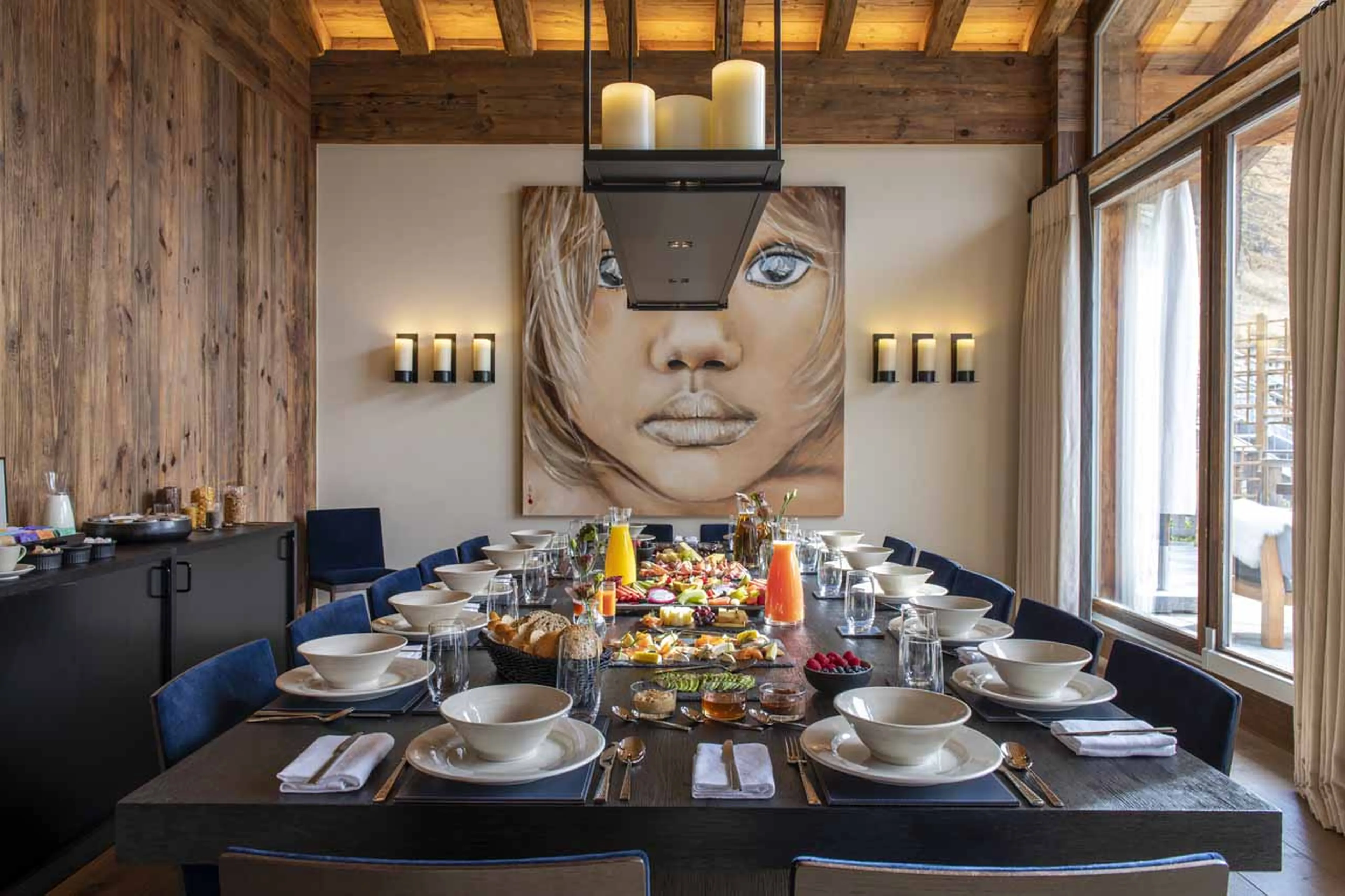 Dining table at Chalet Les Anges in Zermatt