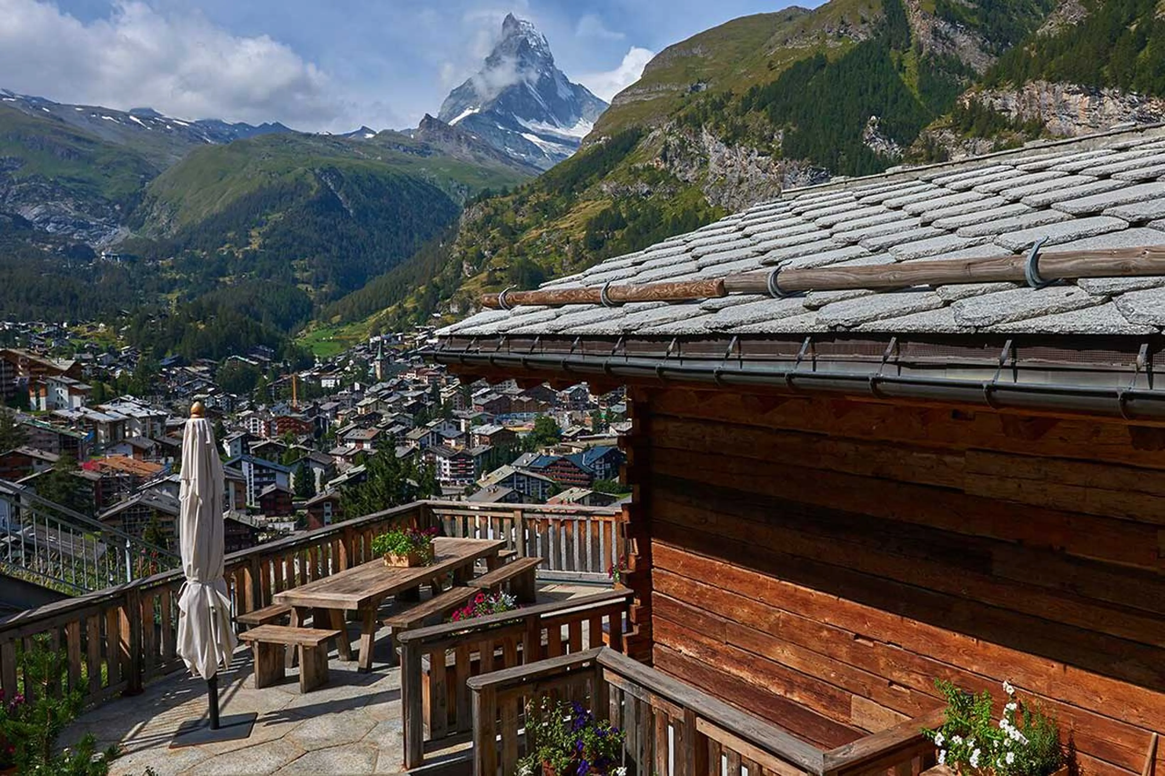 Terrace at Chalet Les Anges in Zermatt