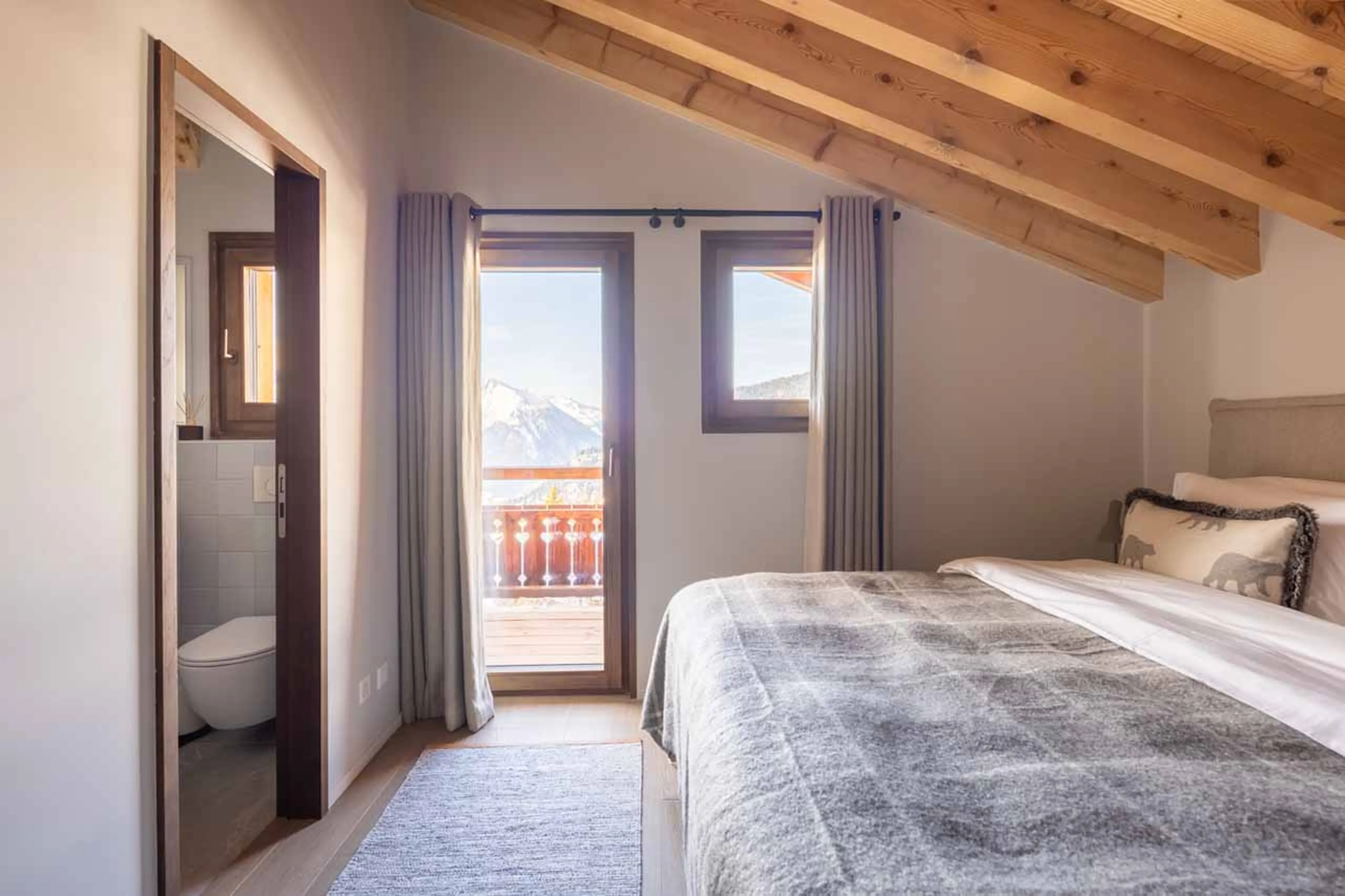Bedroom two shower room & balcony at Chalet Les Attelas in Verbier