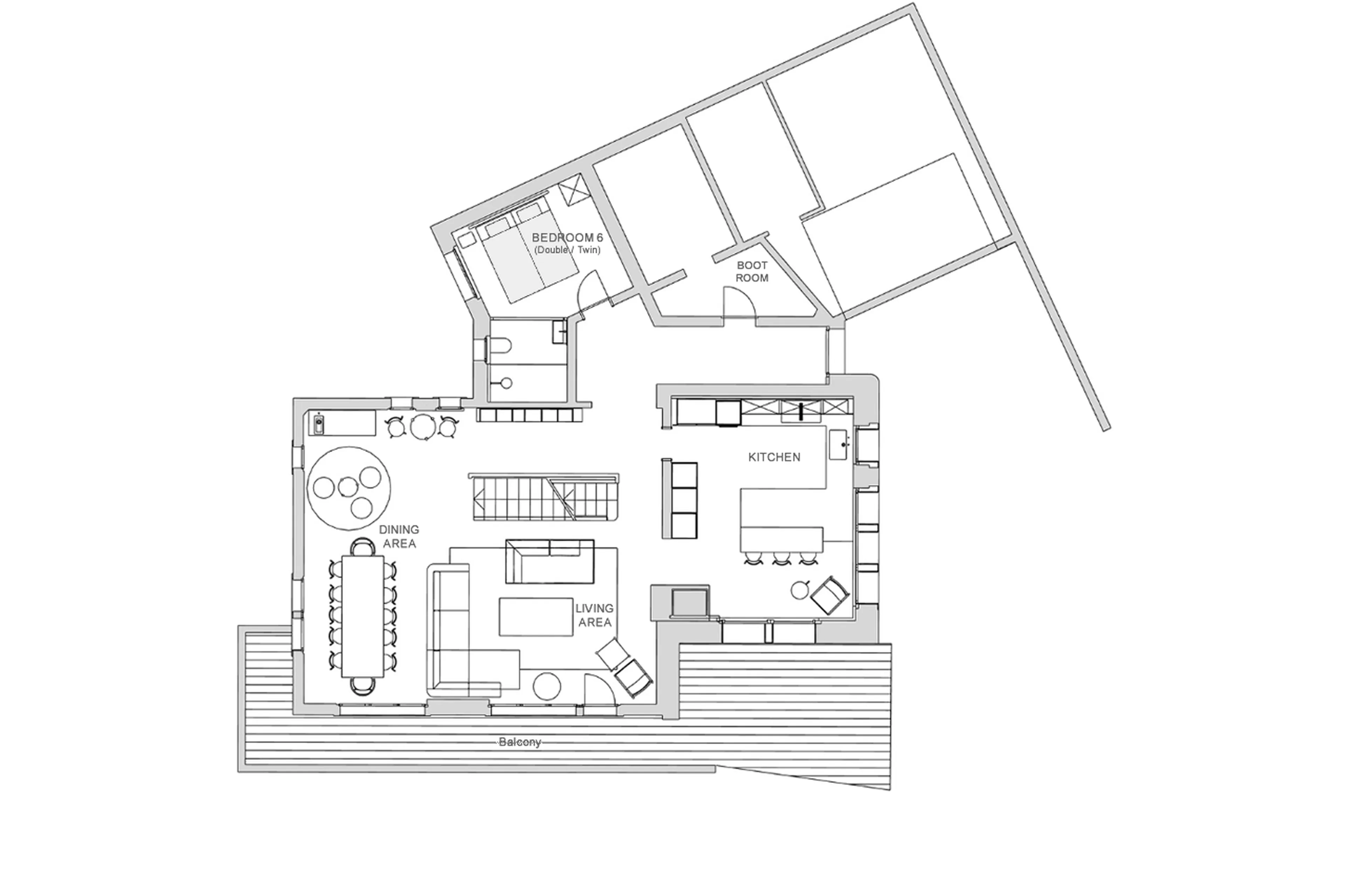 Level 1 floorplan of Chalet Les Attelas in Verbier