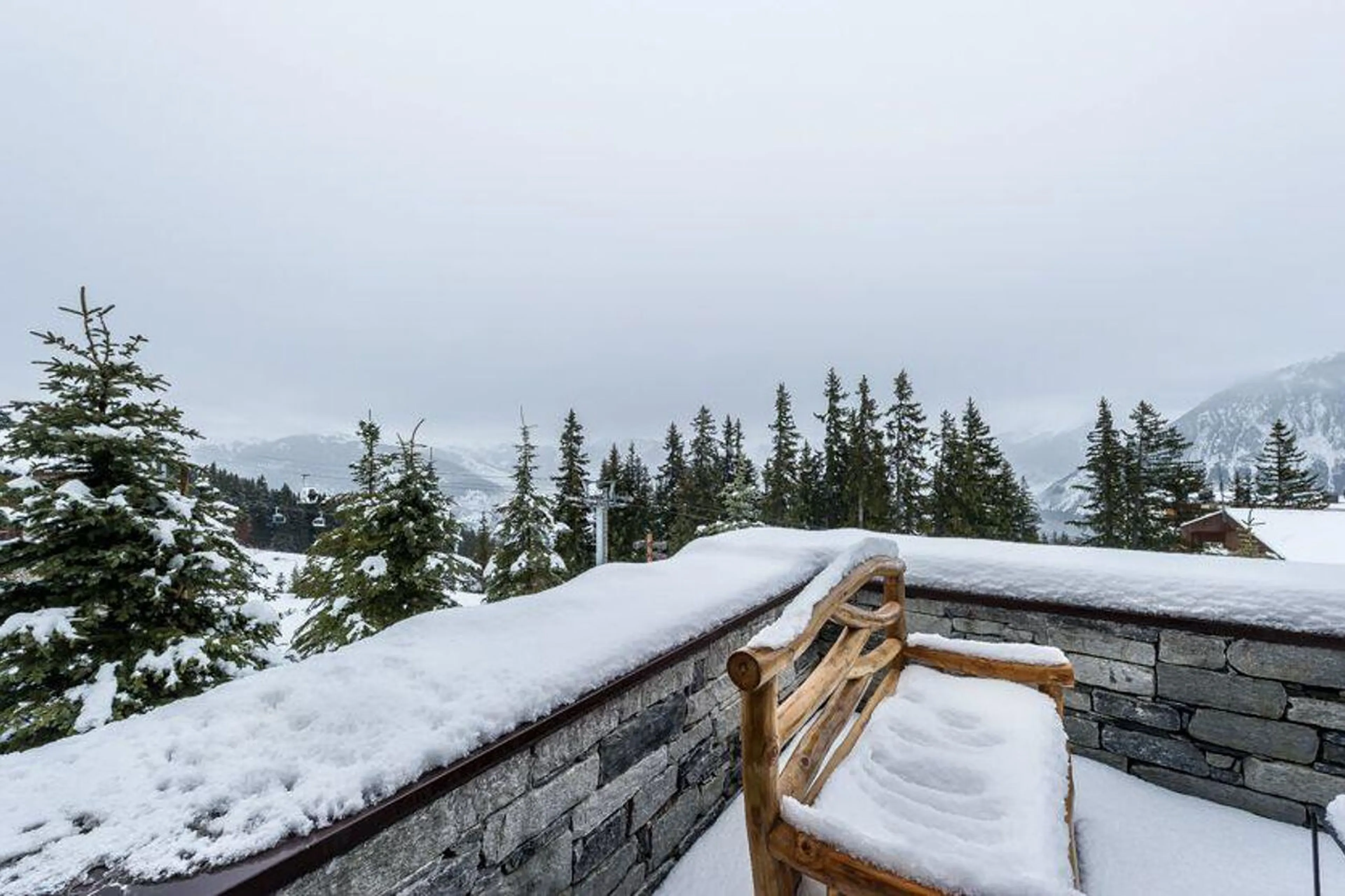 Terrace of Chalet Les Bastidons in Courchevel 1850 with panoramic views