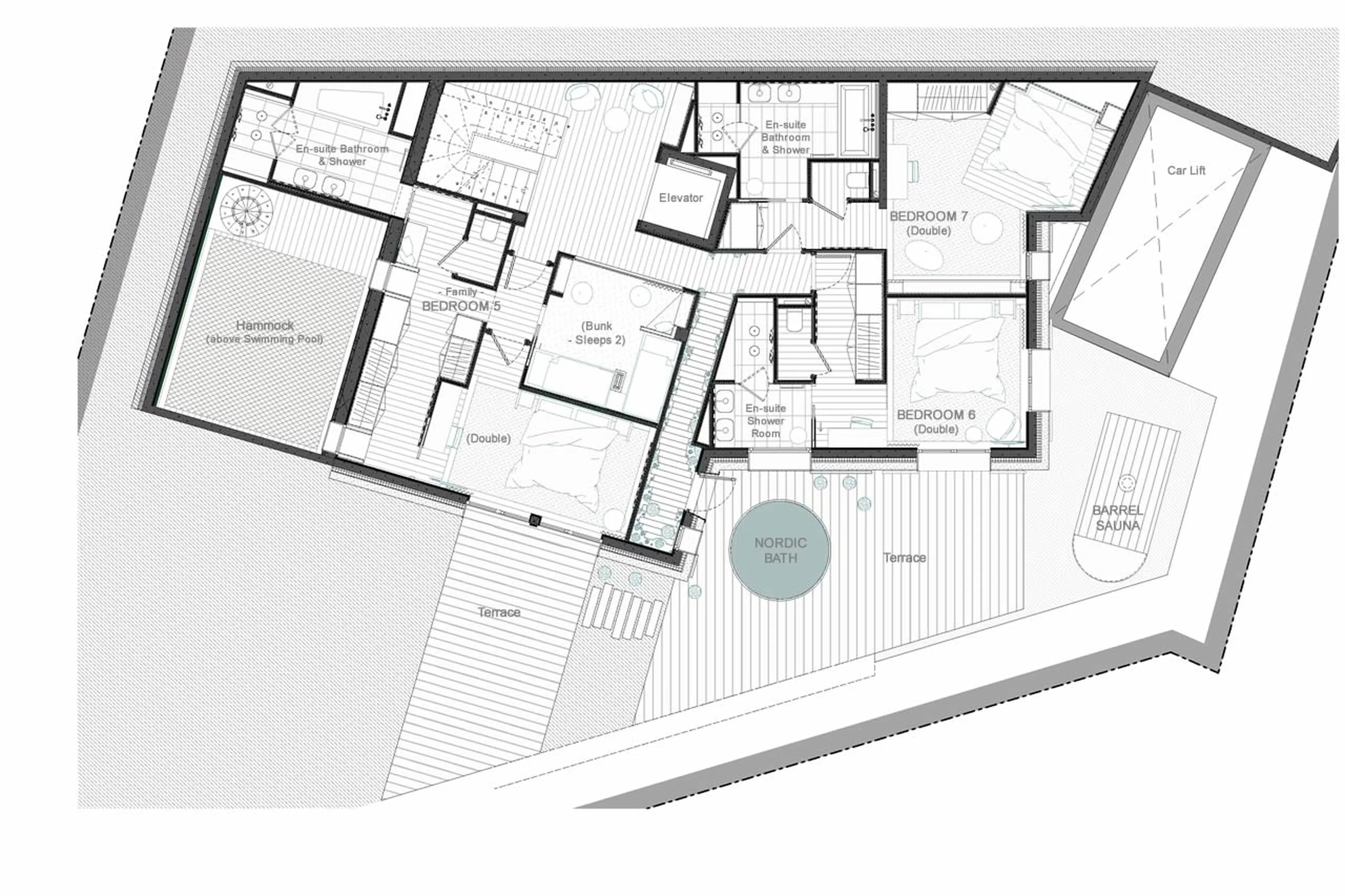 Level -2 floor plan of Chalet Les Bruxellois in Courchevel 1850