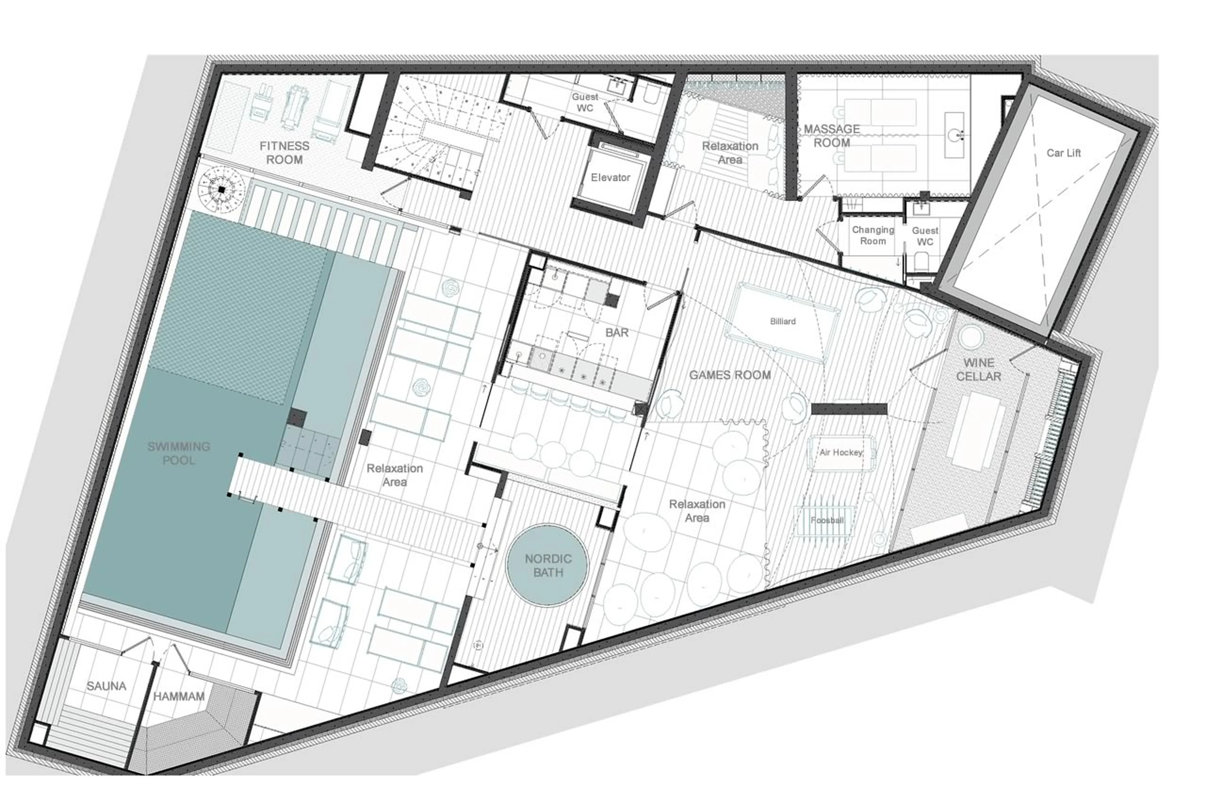 Level -3 floor plan of Chalet Les Bruxellois in Courchevel 1850