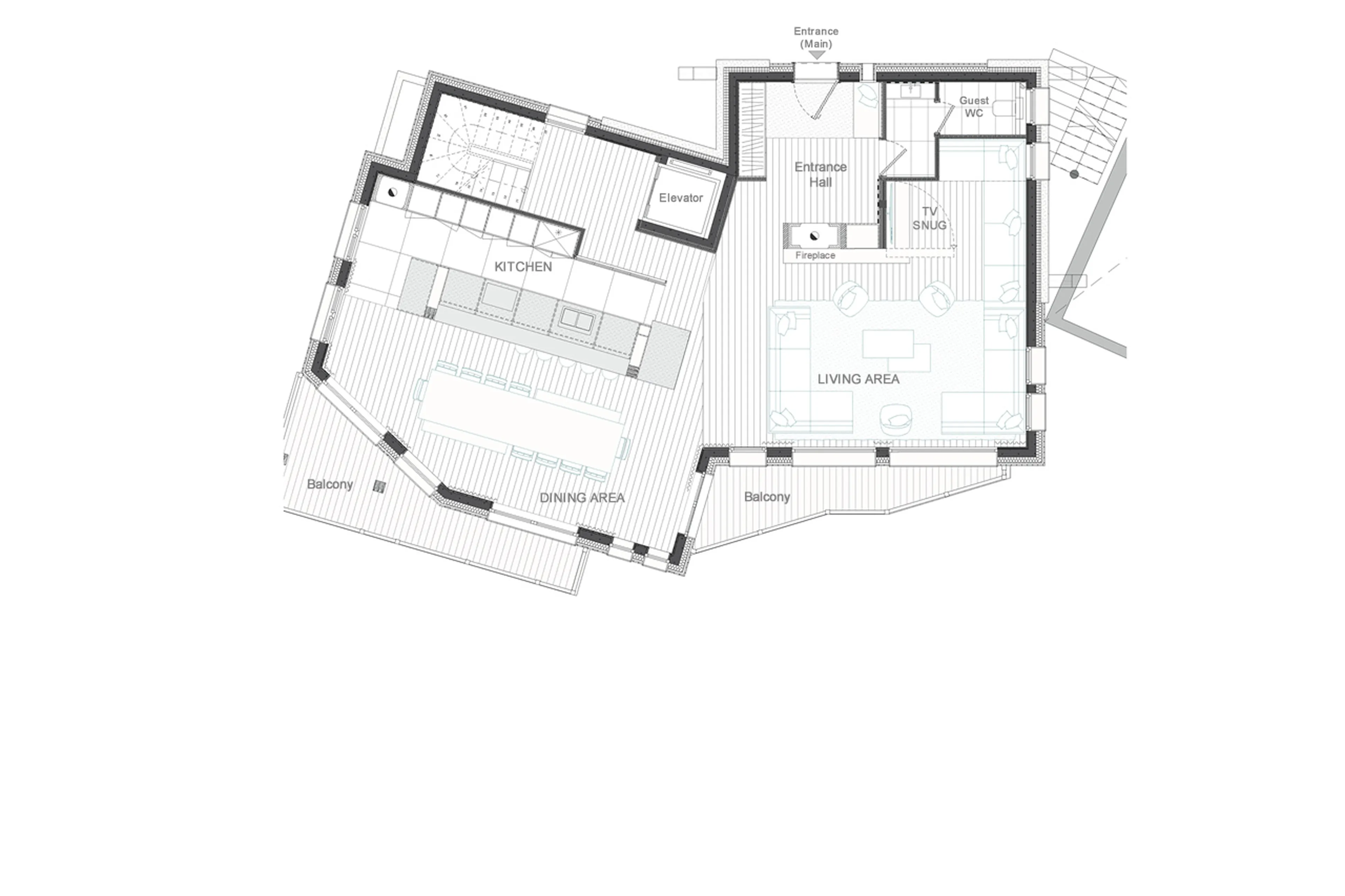 Level 0 floor plan of Chalet Les Bruxellois in Courchevel 1850