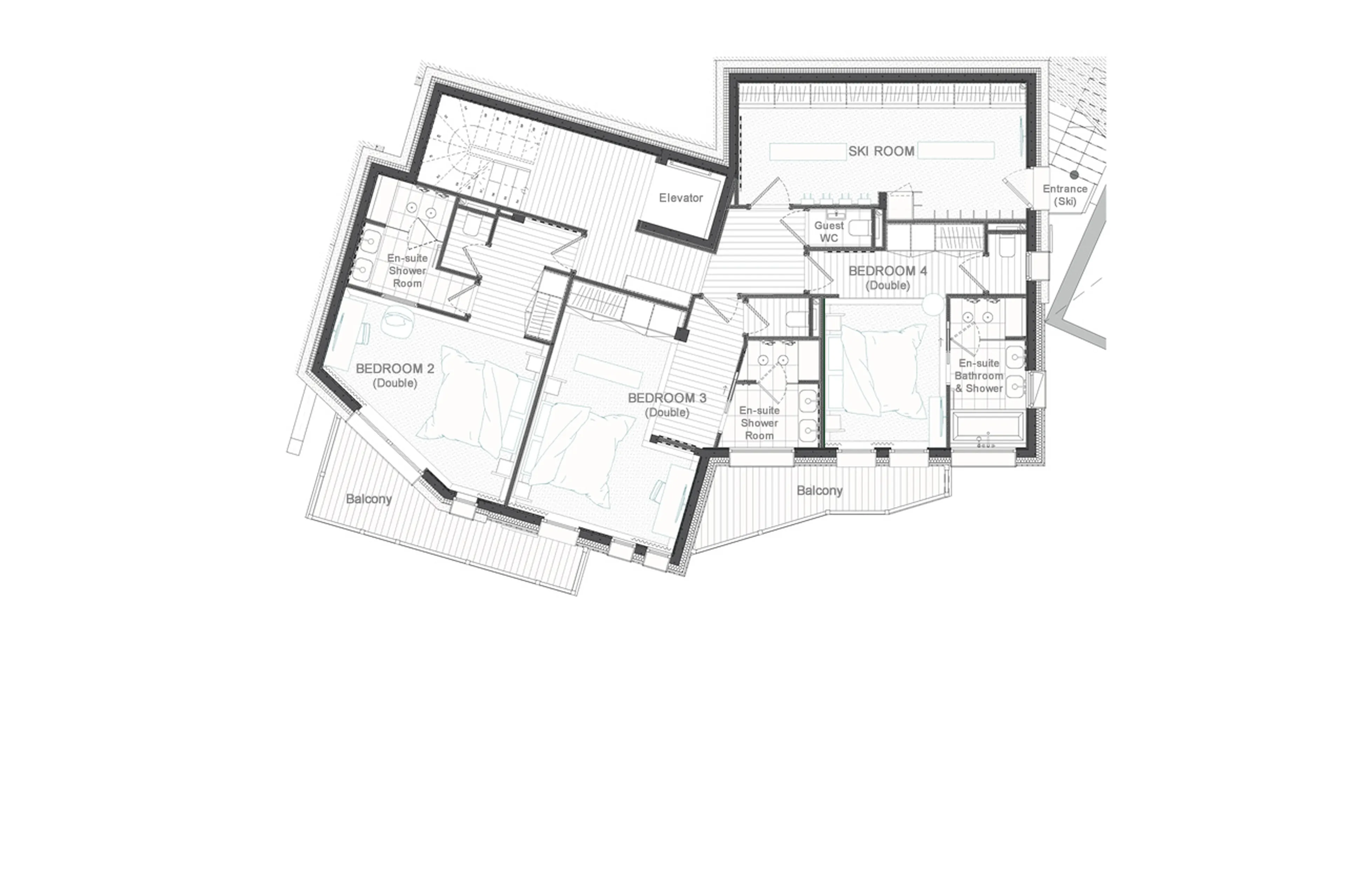 Level -1 floor plan of Chalet Les Bruxellois in Courchevel 1850