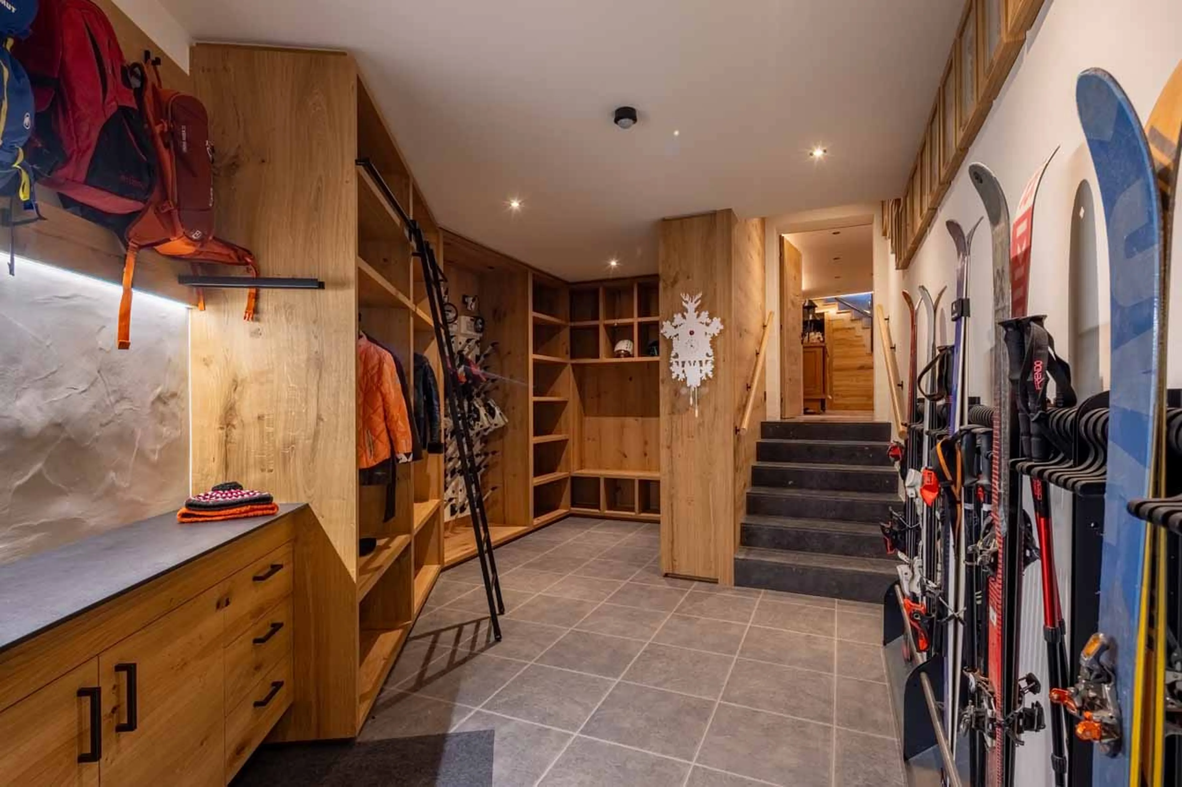Ski room at Chalet Les Etoiles d'Amon in Verbier