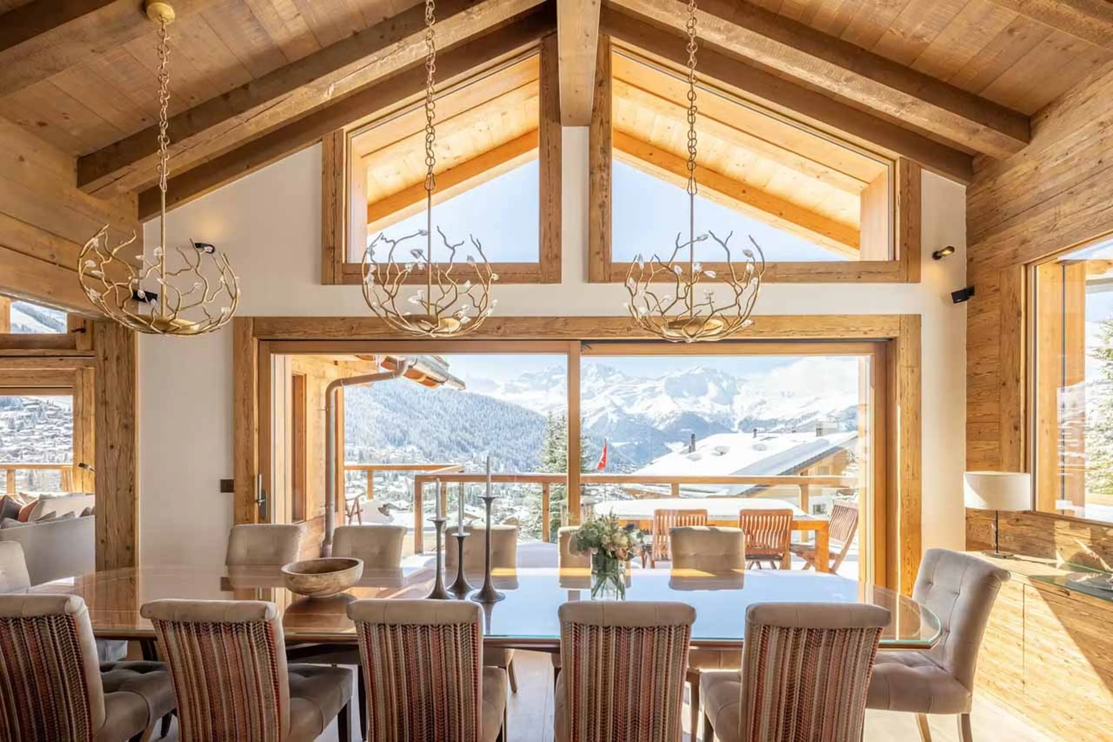Elegant dining area of Chalet Les Etrennes in Verbier