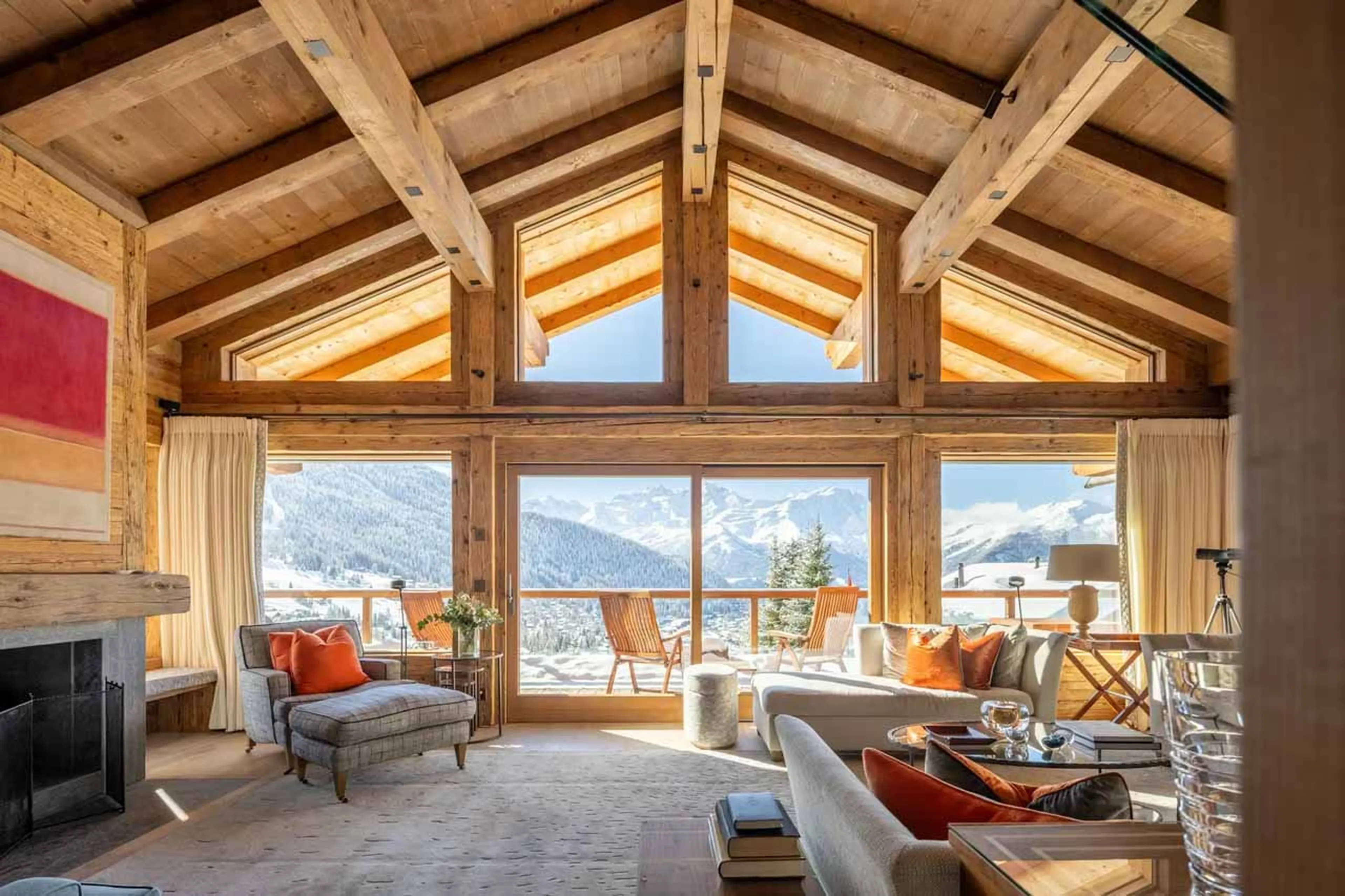 Open plan living and dining area at Chalet Les Etrennes in Verbier