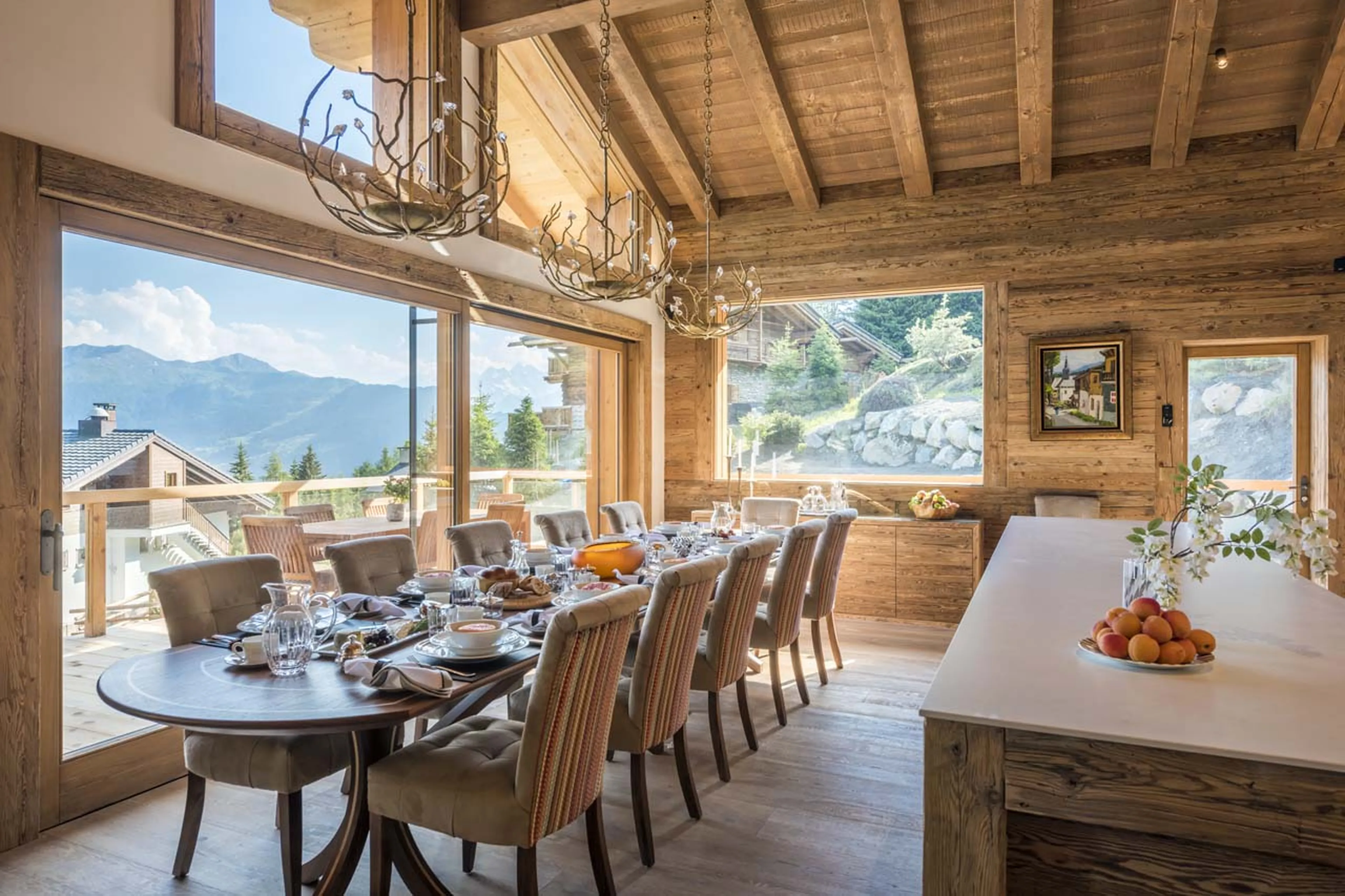 Elegant dining area of Chalet Les Etrennes in Verbier