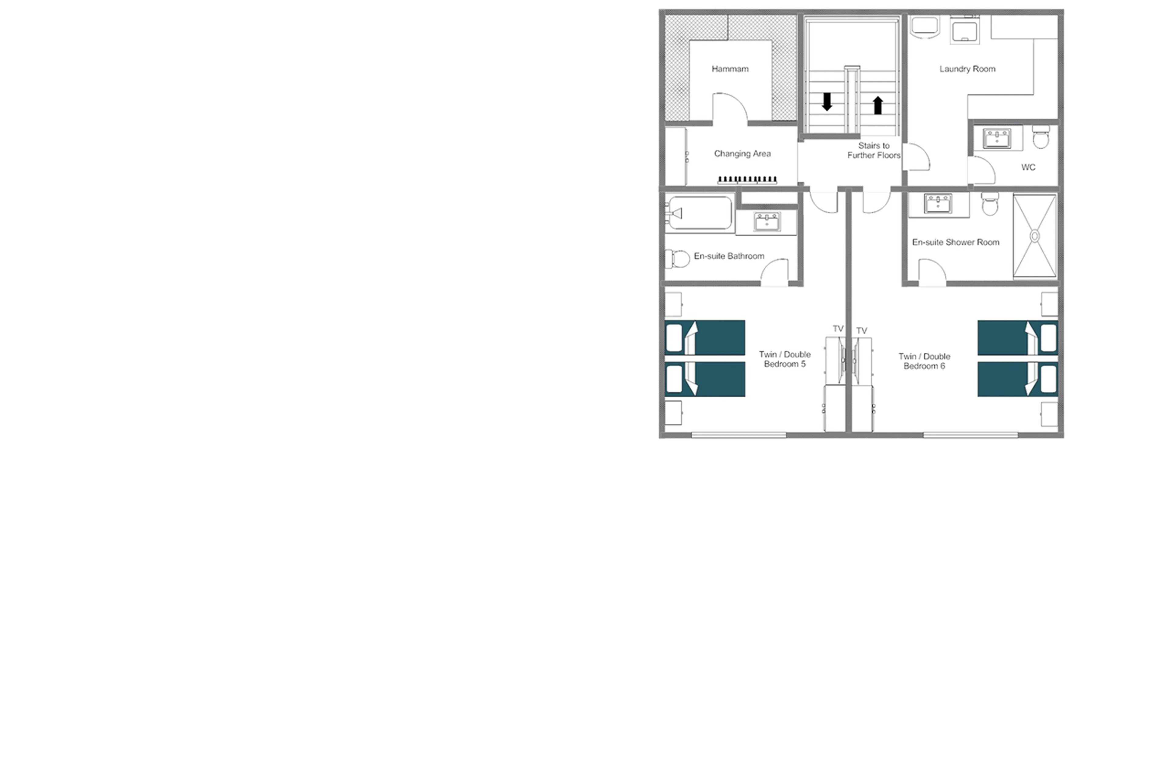 Level 1 floor plan of Chalet Les Etrennes in Verbier