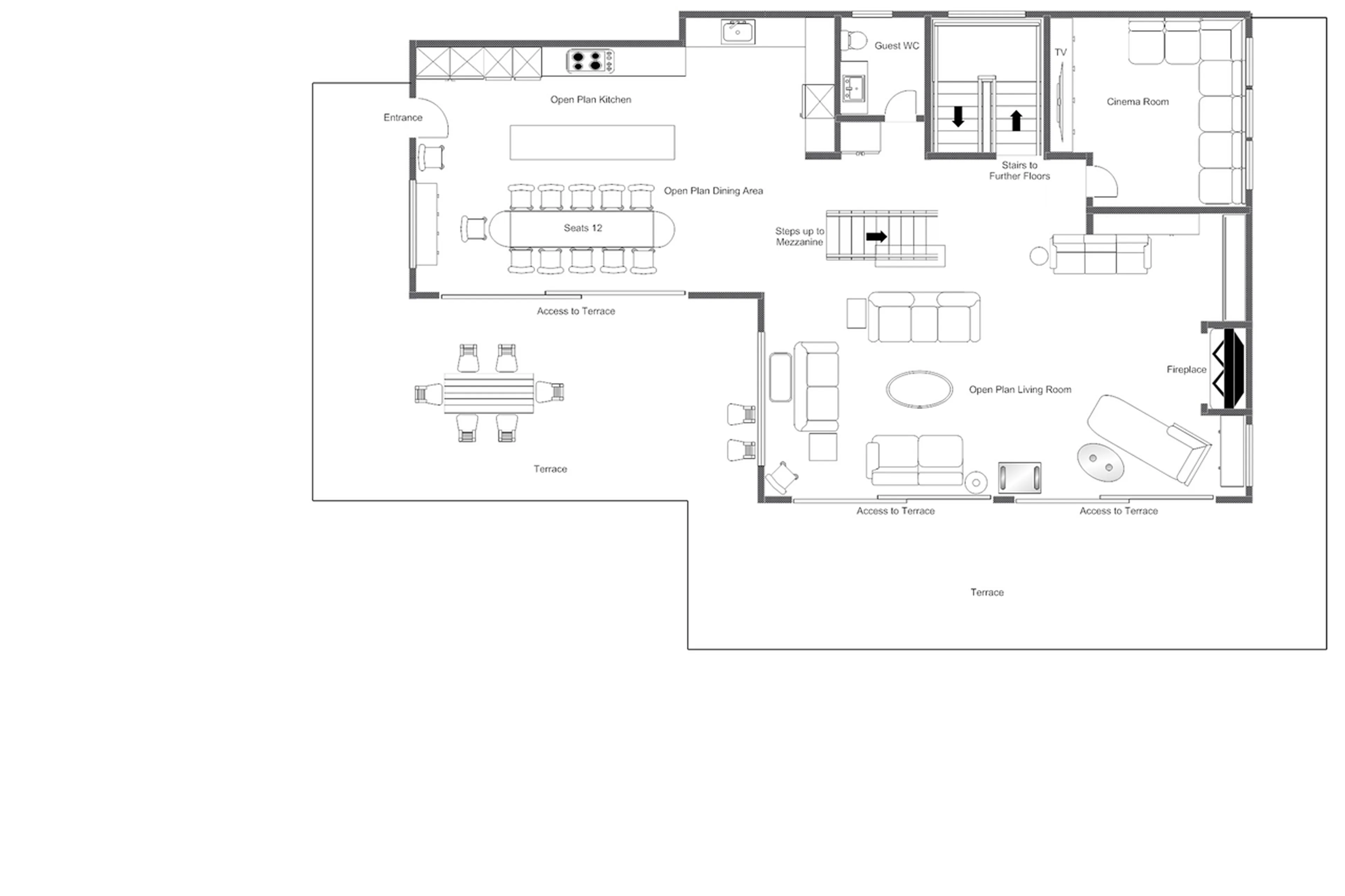 Level 3 floor plan of Chalet Les Etrennes in Verbier