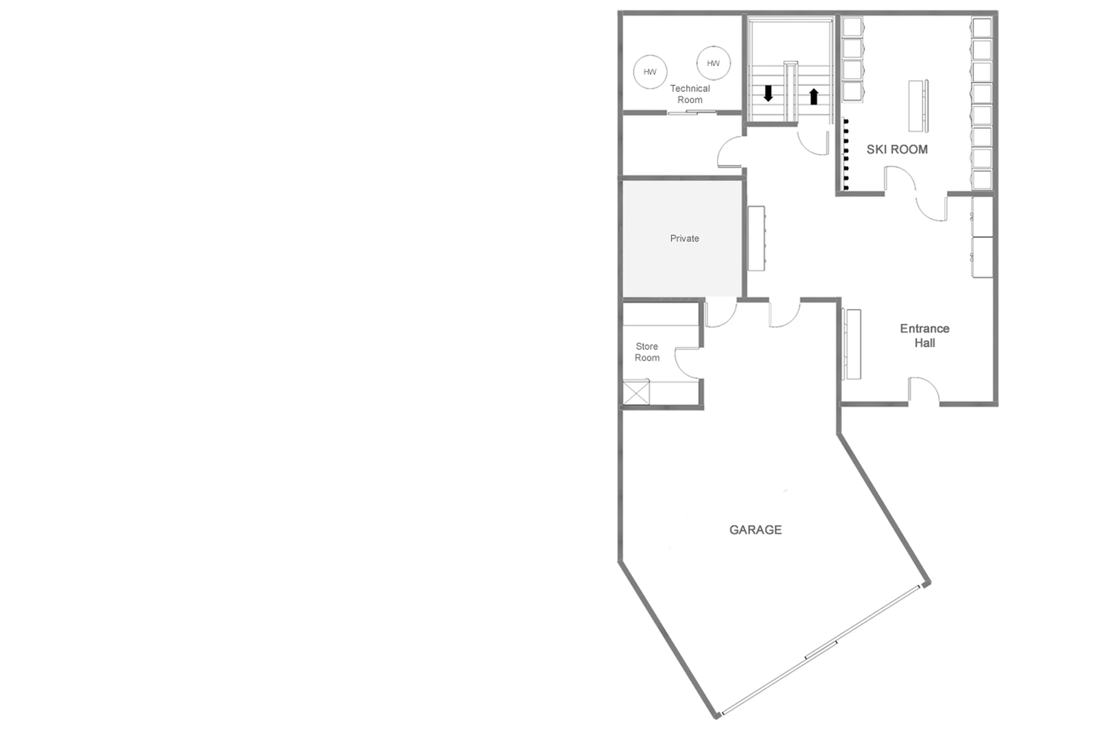 Level 0 floor plan of Chalet Les Etrennes in Verbier