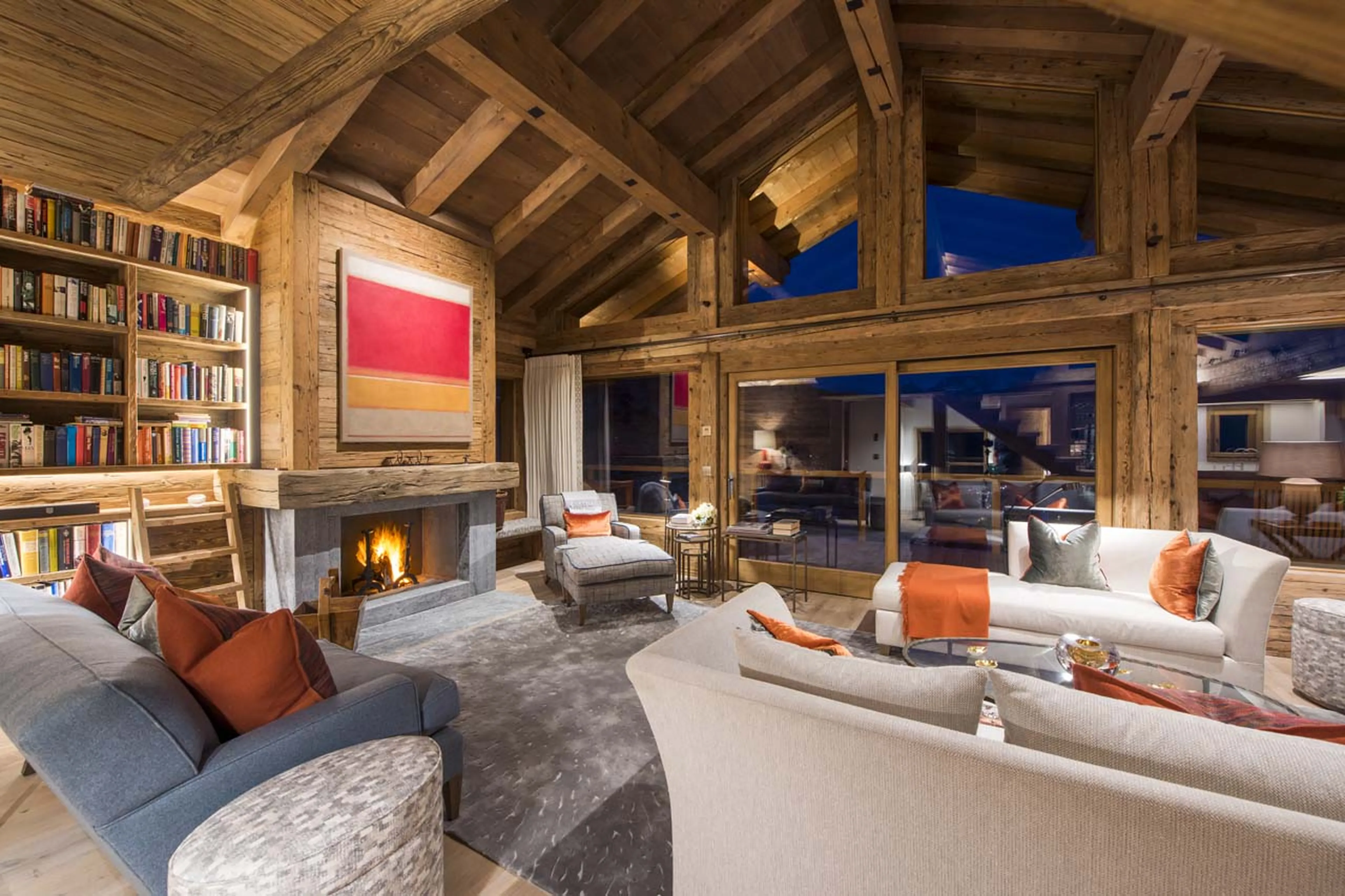 Terrace access from living room of Chalet Les Etrennes in Verbier