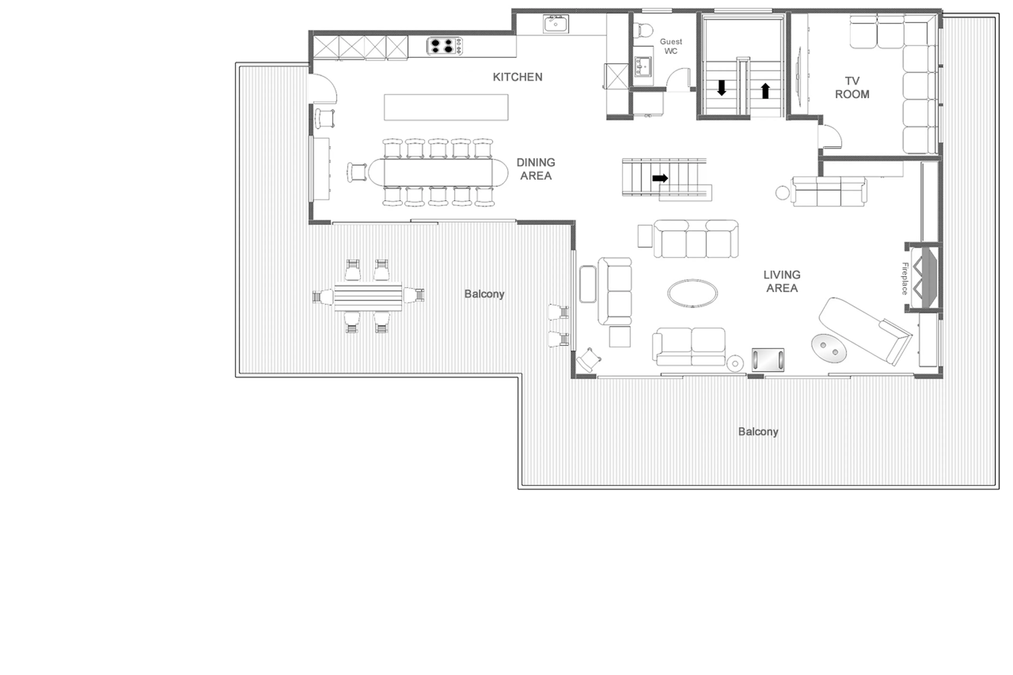 Level 3 floor plan of Chalet Les Etrennes in Verbier
