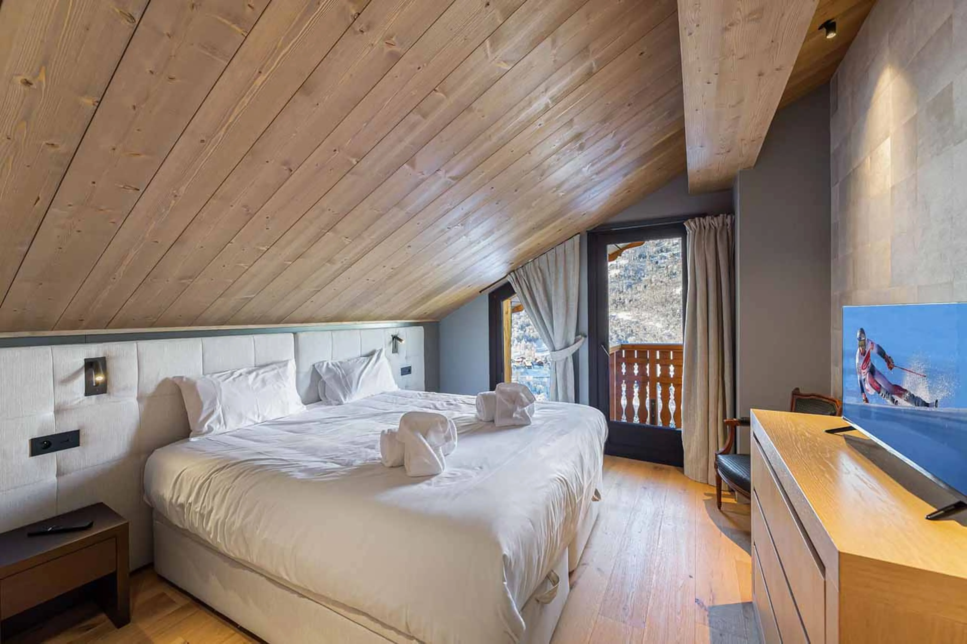 Bedroom one at Chalet Les Morilles in Meribel