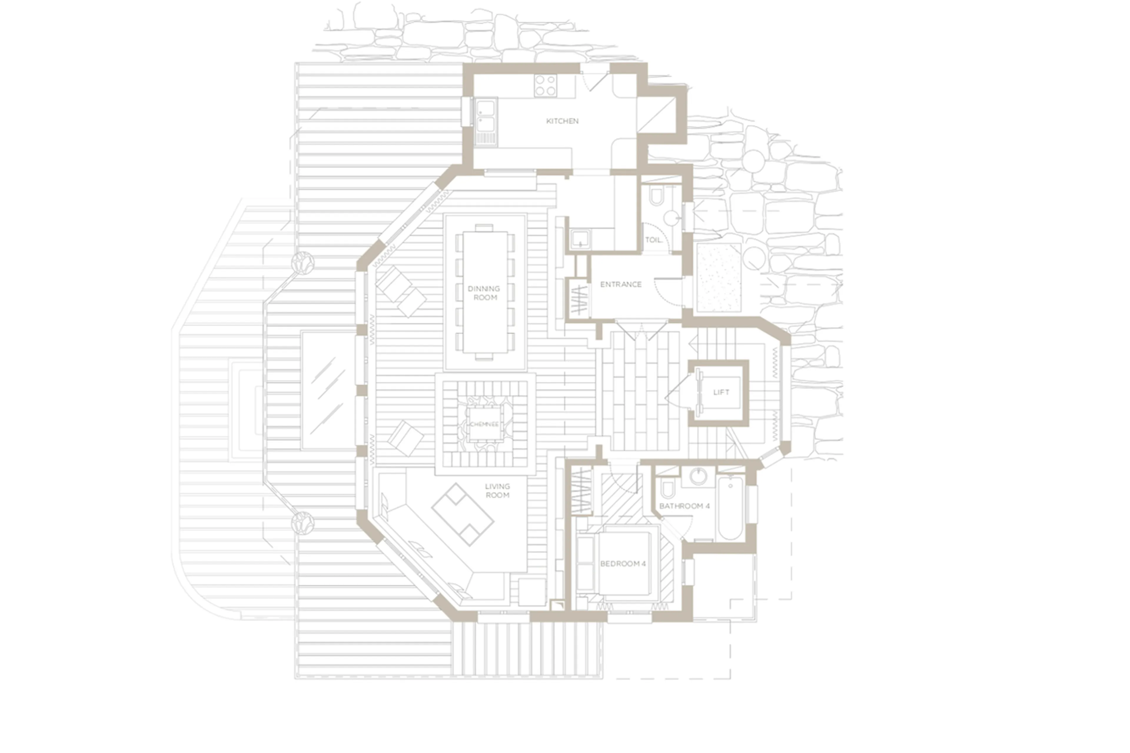 Level 1 floor plan of Chalet Les Sorbiers in Courchevel 1850