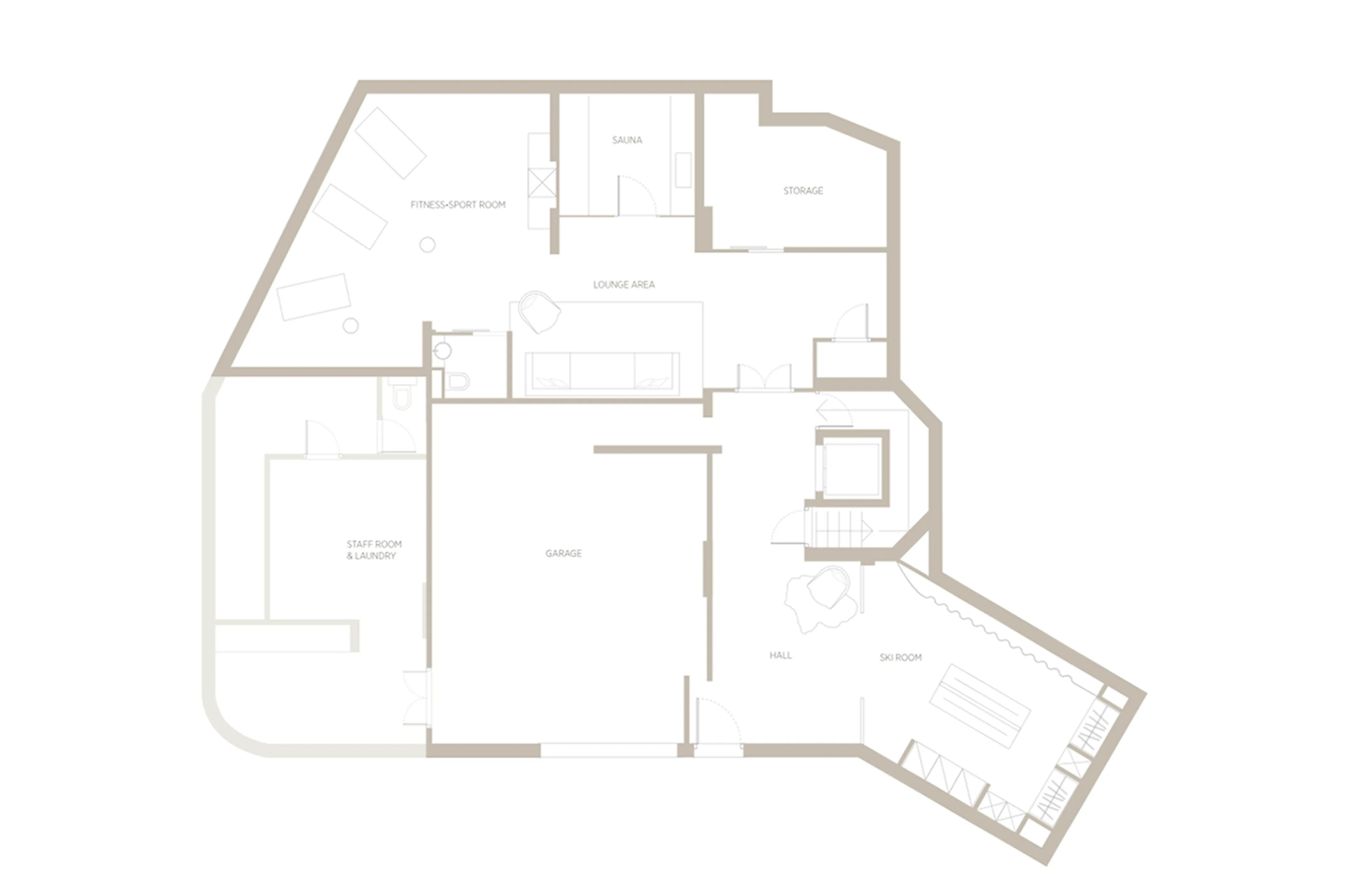 Level -1 floor plan of Chalet Les Sorbiers in Courchevel 1850