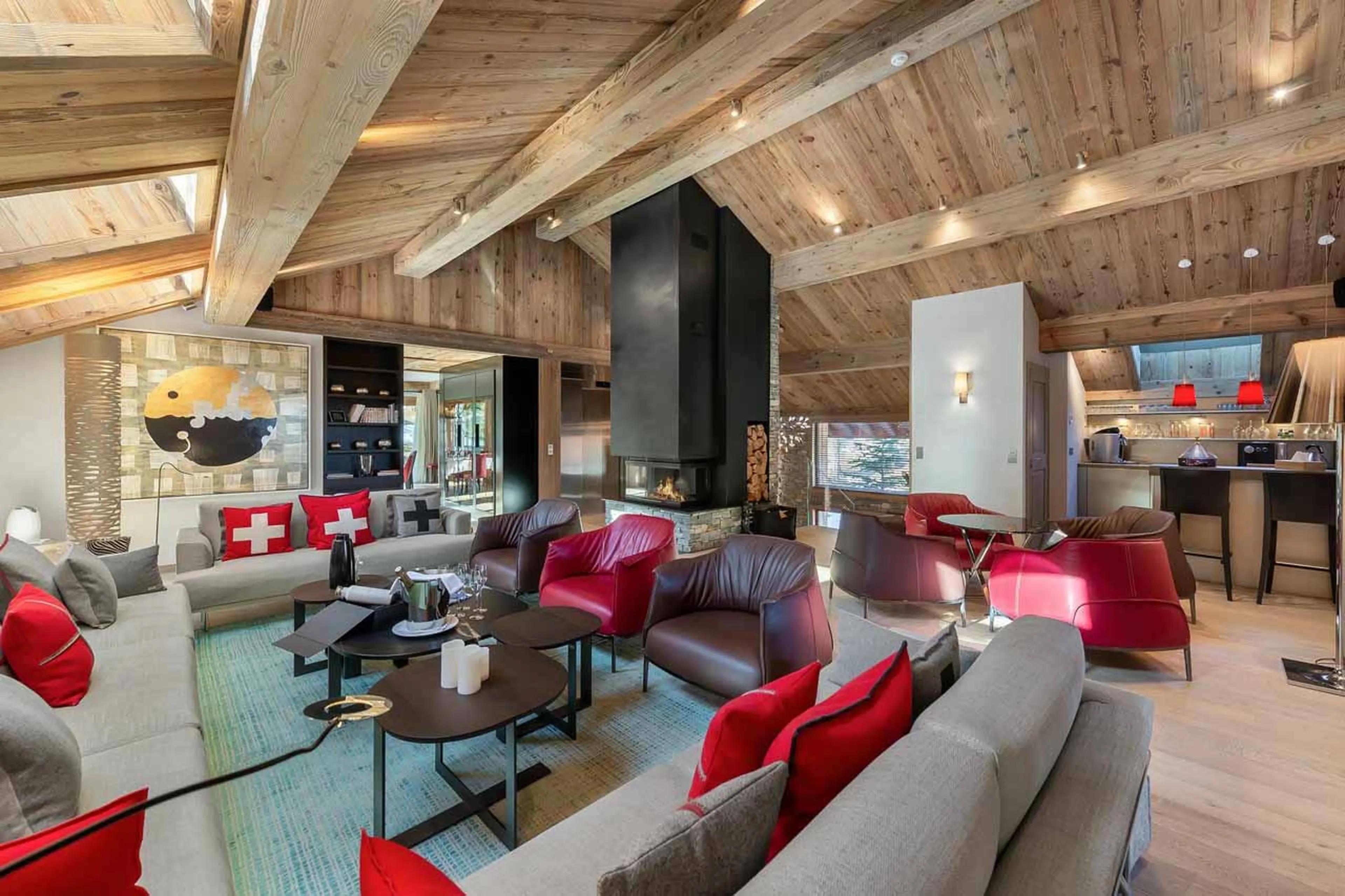 Living area at Chalet Les Sorbiers in Meribel