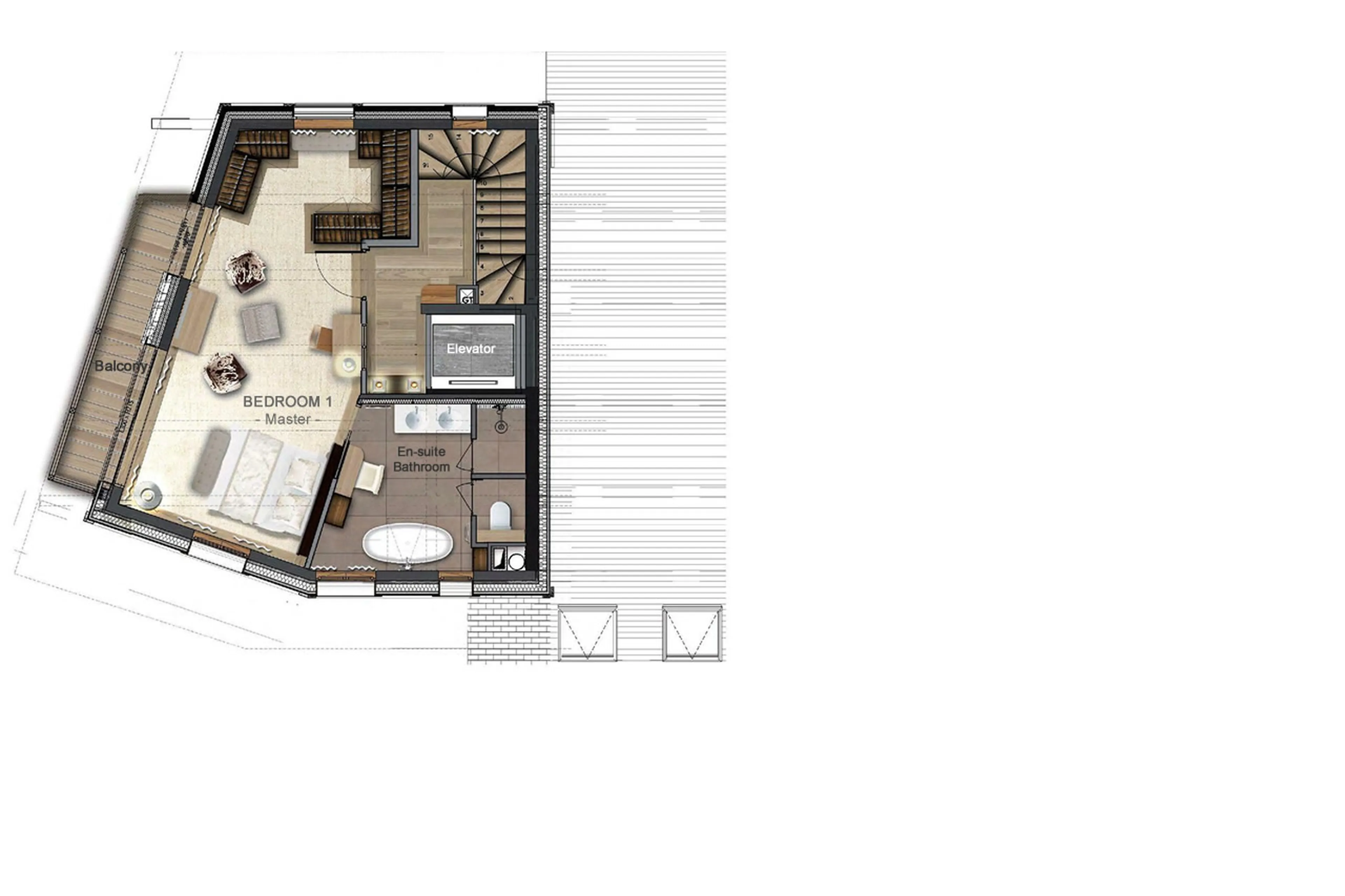 Level 3 floor plan of Chalet Les Sorbiers du Raffort in Meribel